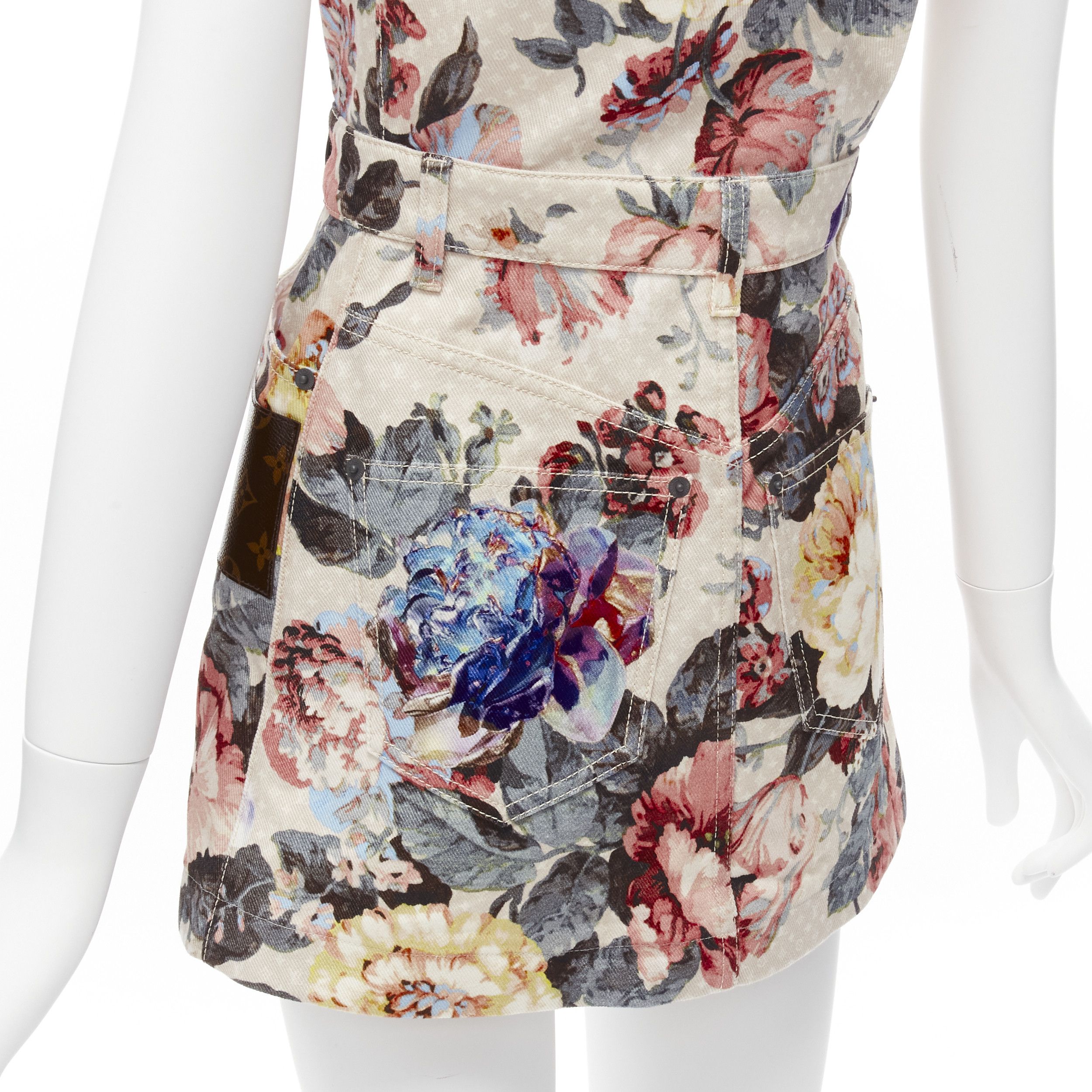 Louis Vuitton LOUIS VUITTON 2022 Vintage Floral LV monogram patch denim zip dress FR34 XS Size XS / US 0-2 / IT 36-38 - 8 Thumbnail