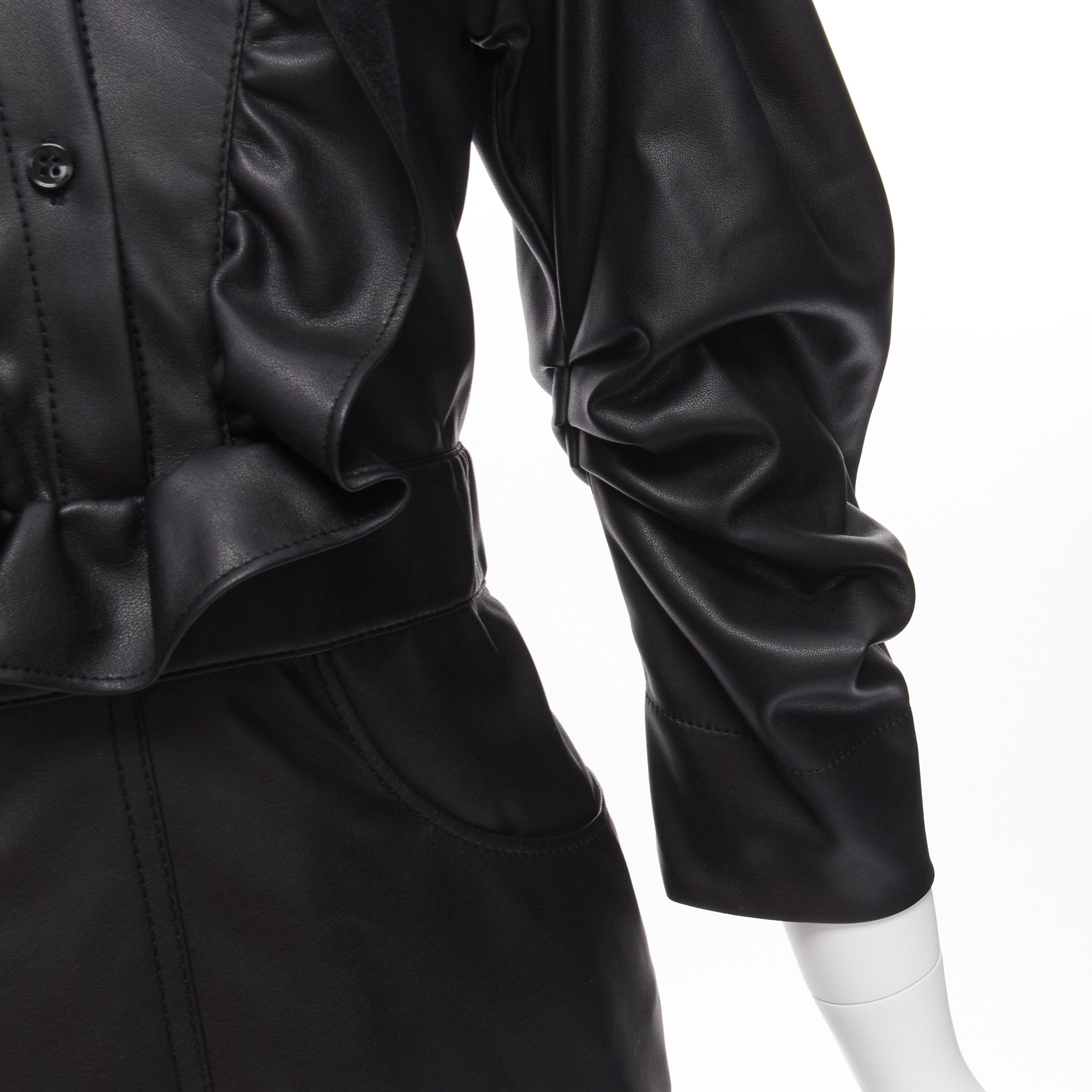 Philosophy di Lorenzo Serafini PHILOSOPHY DI LORENZO SERAFINI black vegan leather Victorian ruffle mini dress IT38 XS Size XS / US 0-2 / IT 36-38 - 8 Thumbnail