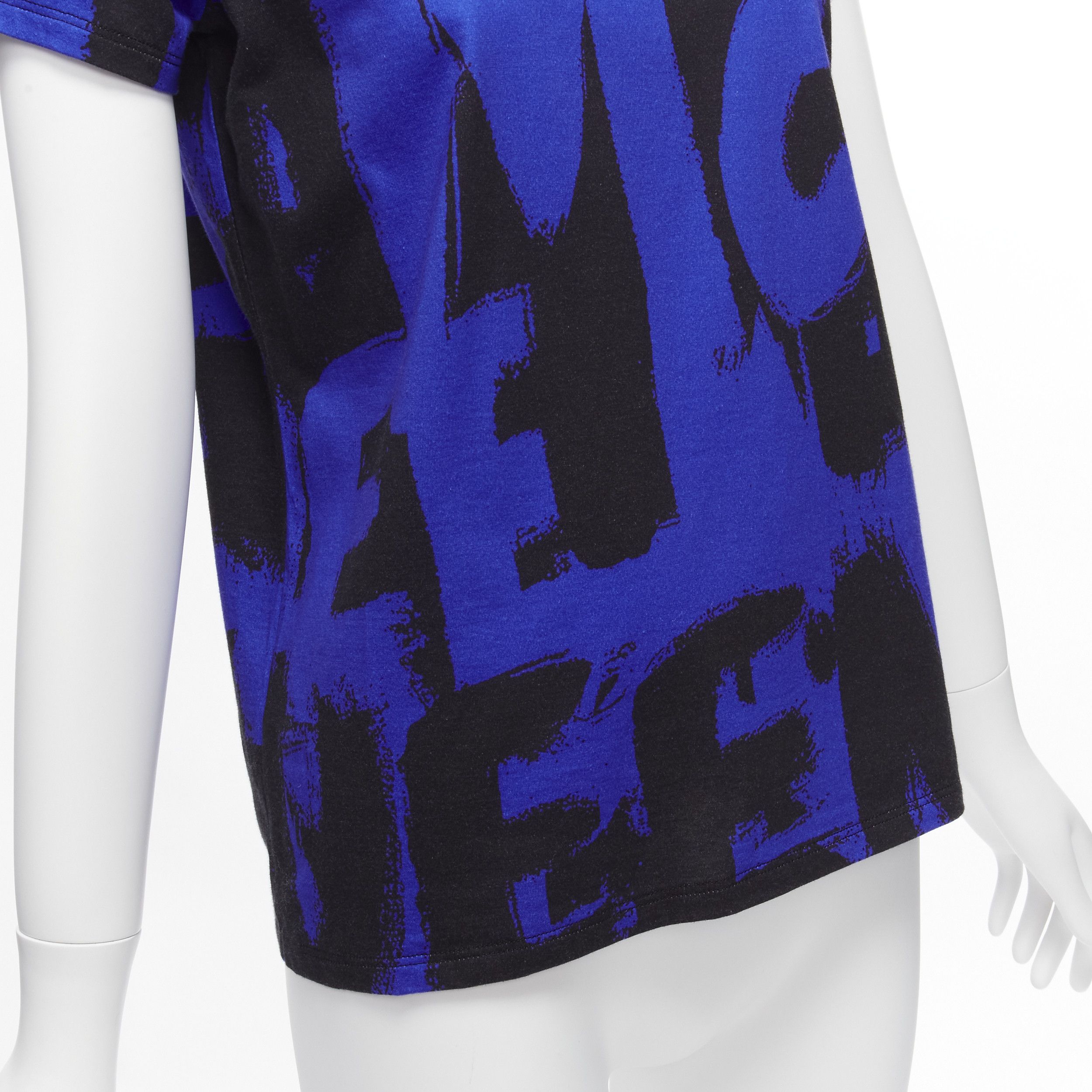 Alexander McQueen ALEXANDER MCQUEEN 2022 Brush blue black graffiti cotton tshirt IT38 XS Size XS / US 0-2 / IT 36-38 - 7 Thumbnail