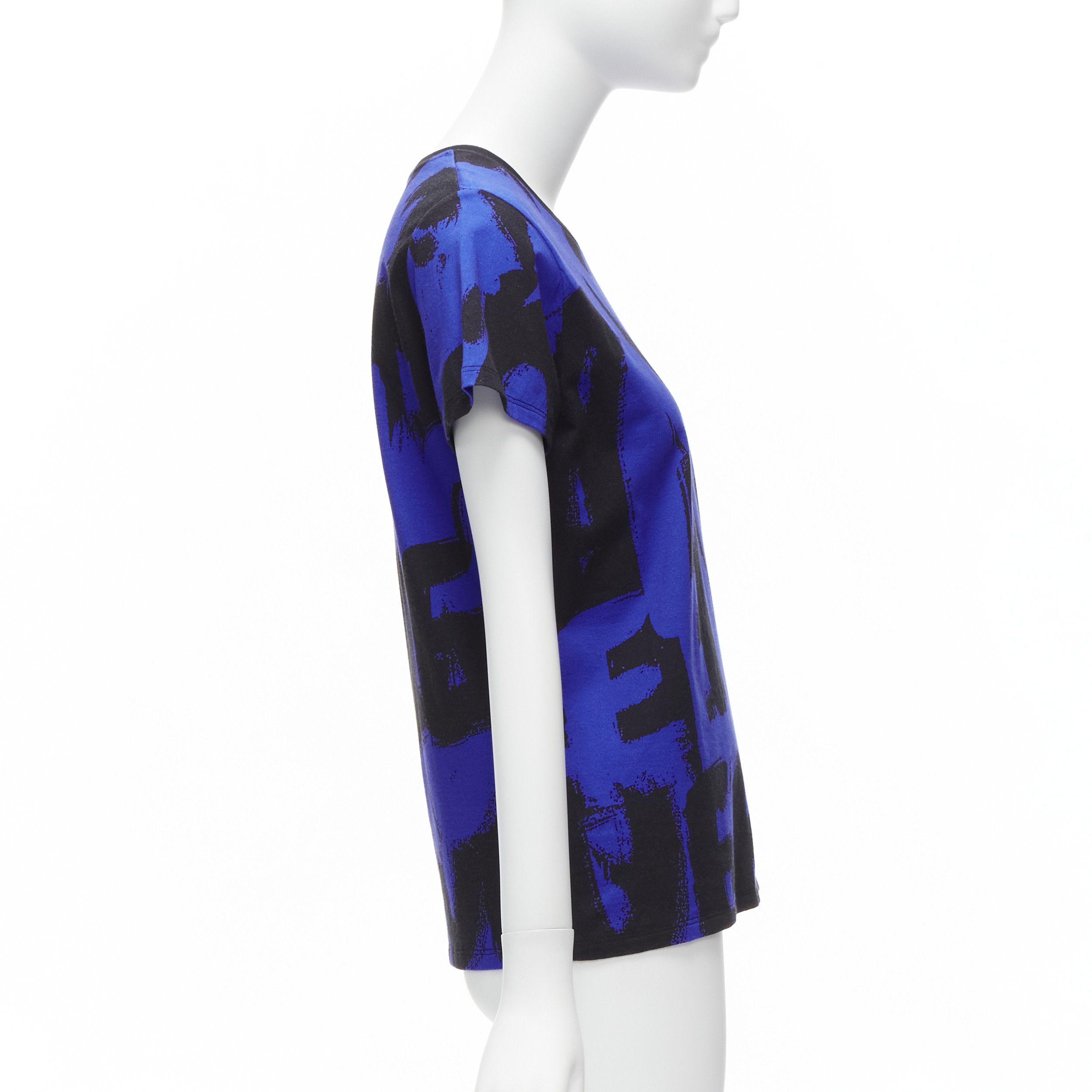 Alexander McQueen ALEXANDER MCQUEEN 2022 Brush blue black graffiti cotton tshirt IT38 XS Size XS / US 0-2 / IT 36-38 - 4 Thumbnail
