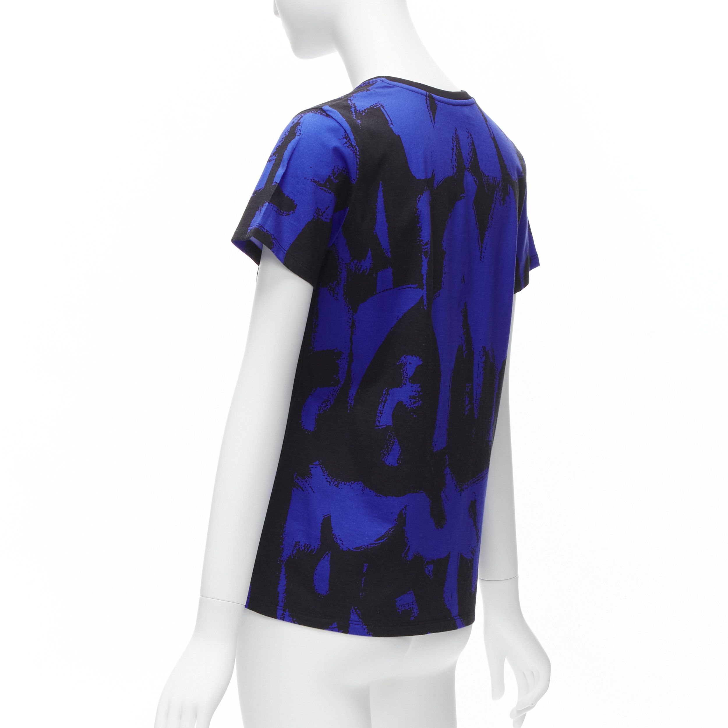 Alexander McQueen ALEXANDER MCQUEEN 2022 Brush blue black graffiti cotton tshirt IT38 XS Size XS / US 0-2 / IT 36-38 - 6 Thumbnail