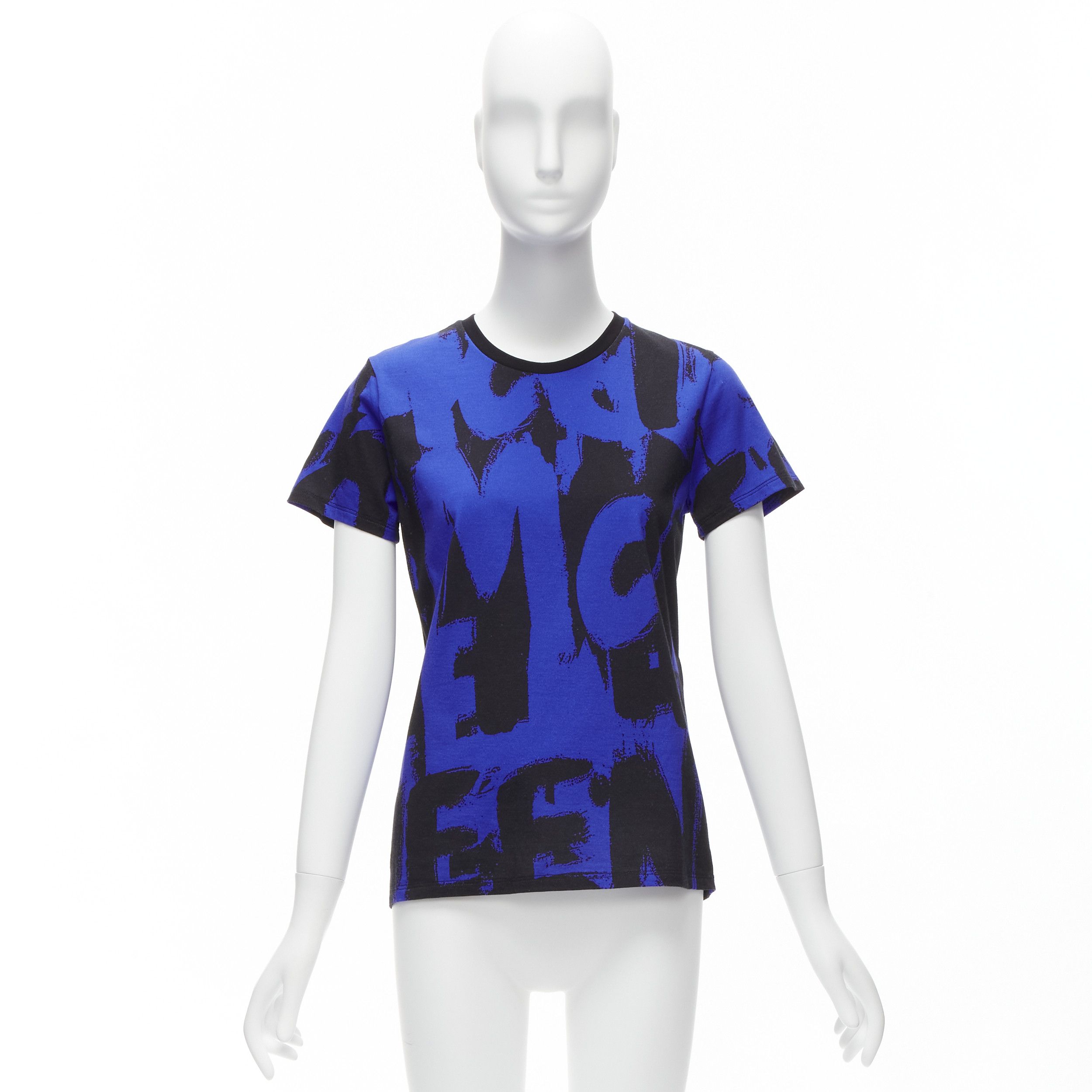 Alexander McQueen ALEXANDER MCQUEEN 2022 Brush blue black graffiti cotton tshirt IT38 XS Size XS / US 0-2 / IT 36-38 - 10 Thumbnail