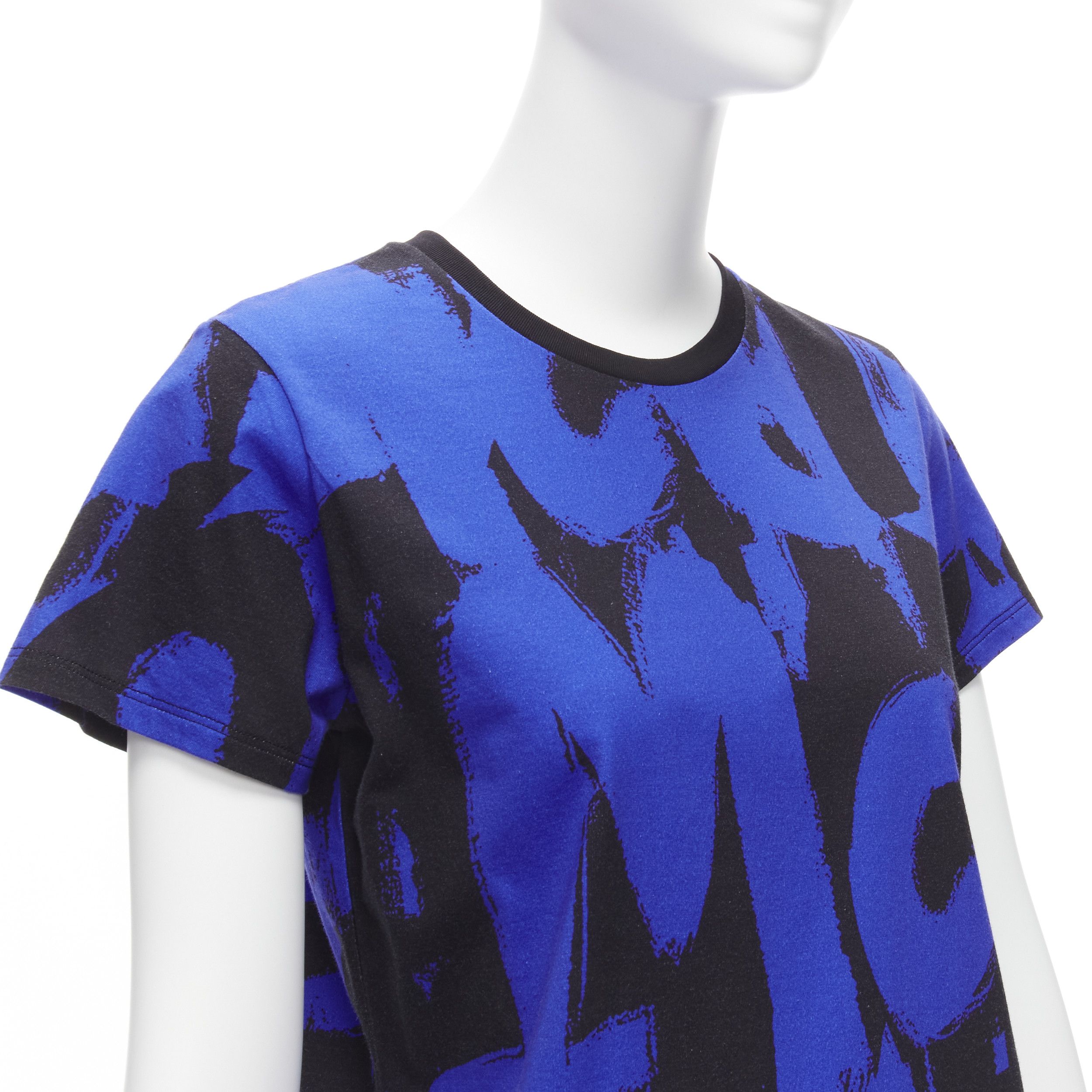 Alexander McQueen ALEXANDER MCQUEEN 2022 Brush blue black graffiti cotton tshirt IT38 XS Size XS / US 0-2 / IT 36-38 - 2 Thumbnail