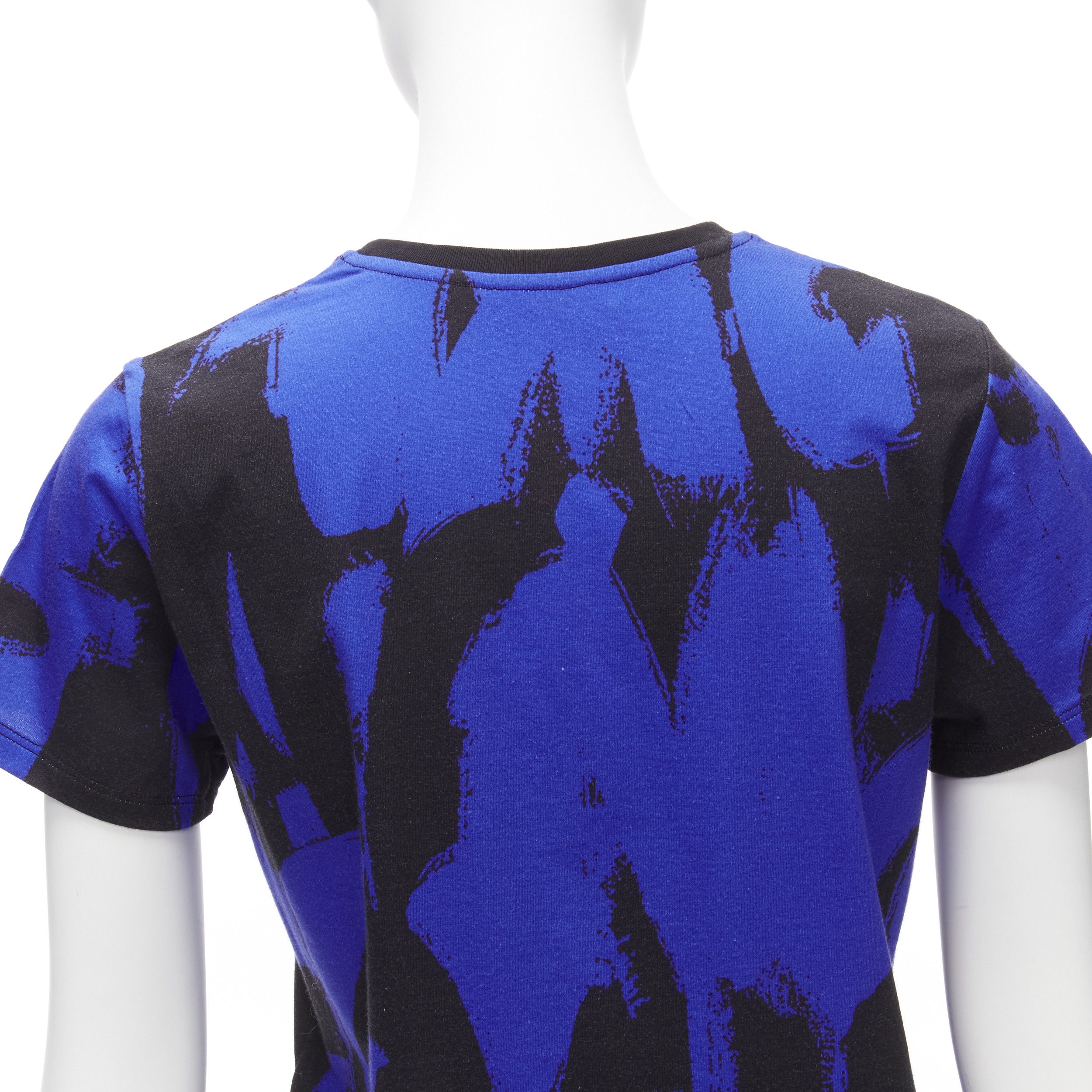 Alexander McQueen ALEXANDER MCQUEEN 2022 Brush blue black graffiti cotton tshirt IT38 XS Size XS / US 0-2 / IT 36-38 - 8 Thumbnail