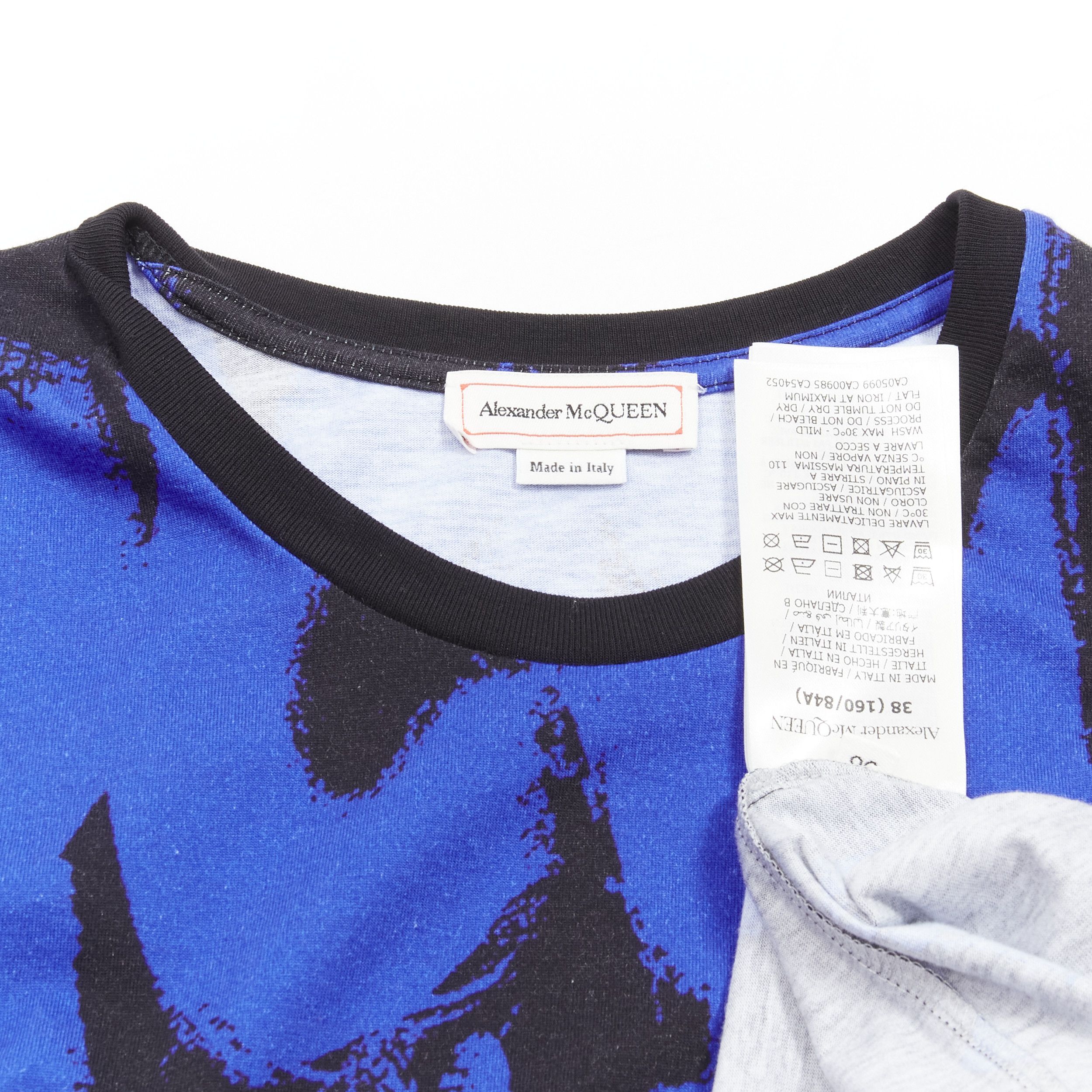 Alexander McQueen ALEXANDER MCQUEEN 2022 Brush blue black graffiti cotton tshirt IT38 XS Size XS / US 0-2 / IT 36-38 - 9 Thumbnail