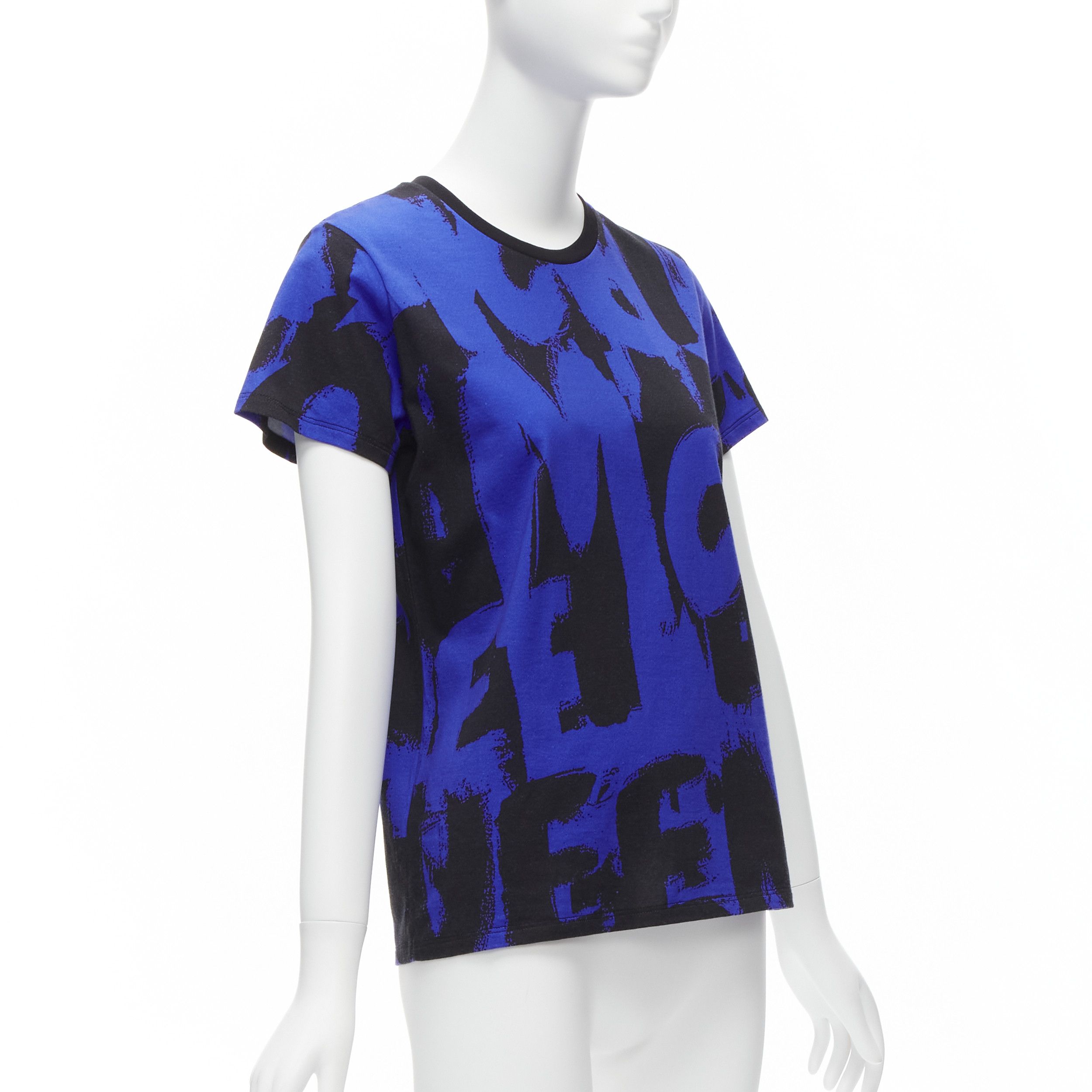 Alexander McQueen ALEXANDER MCQUEEN 2022 Brush blue black graffiti cotton tshirt IT38 XS Size XS / US 0-2 / IT 36-38 - 3 Thumbnail