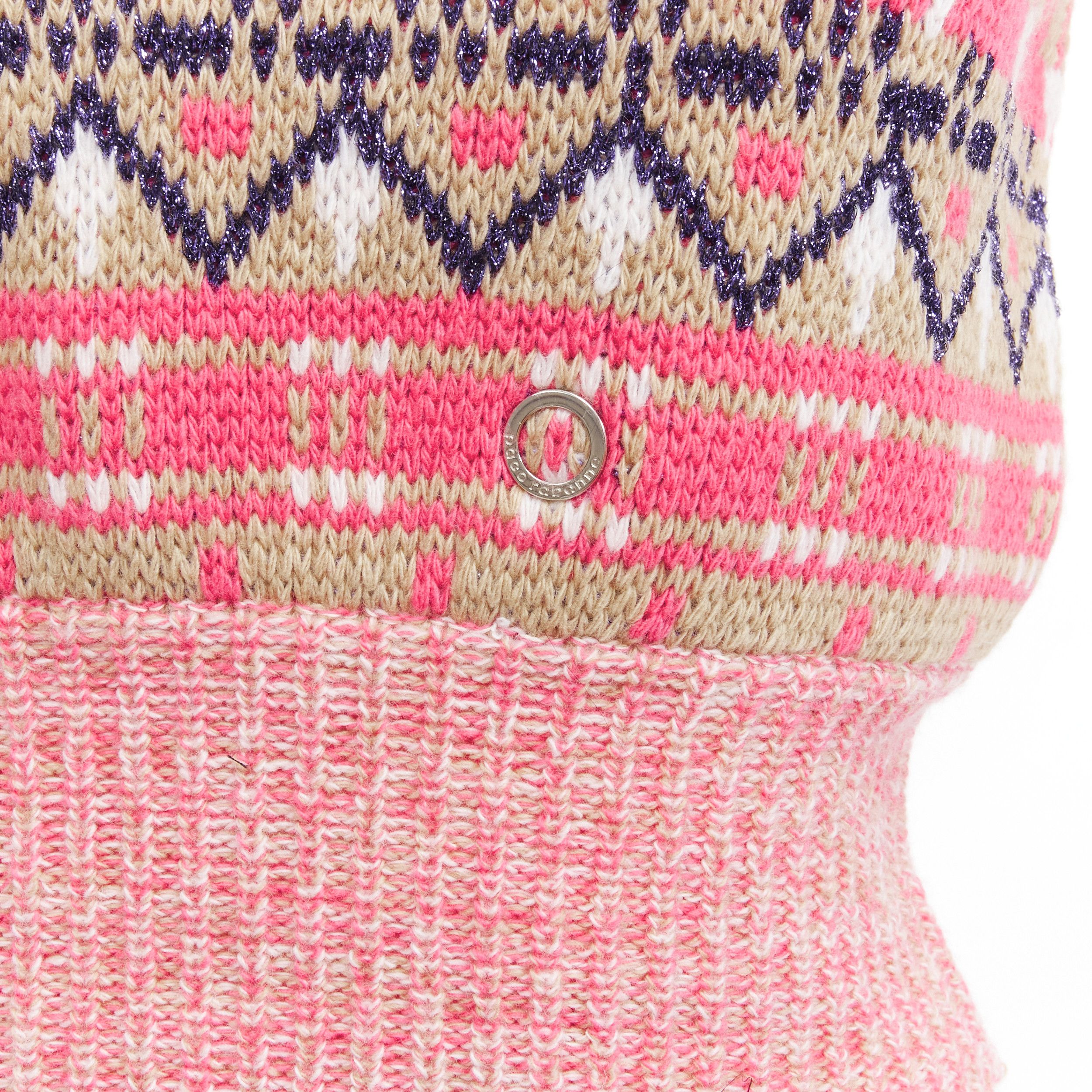 Paco Rabanne PACO RABANNE pink purple lurex virgin wool graphic knit vest XS Size S / US 4 / IT 40 - 2 Thumbnail