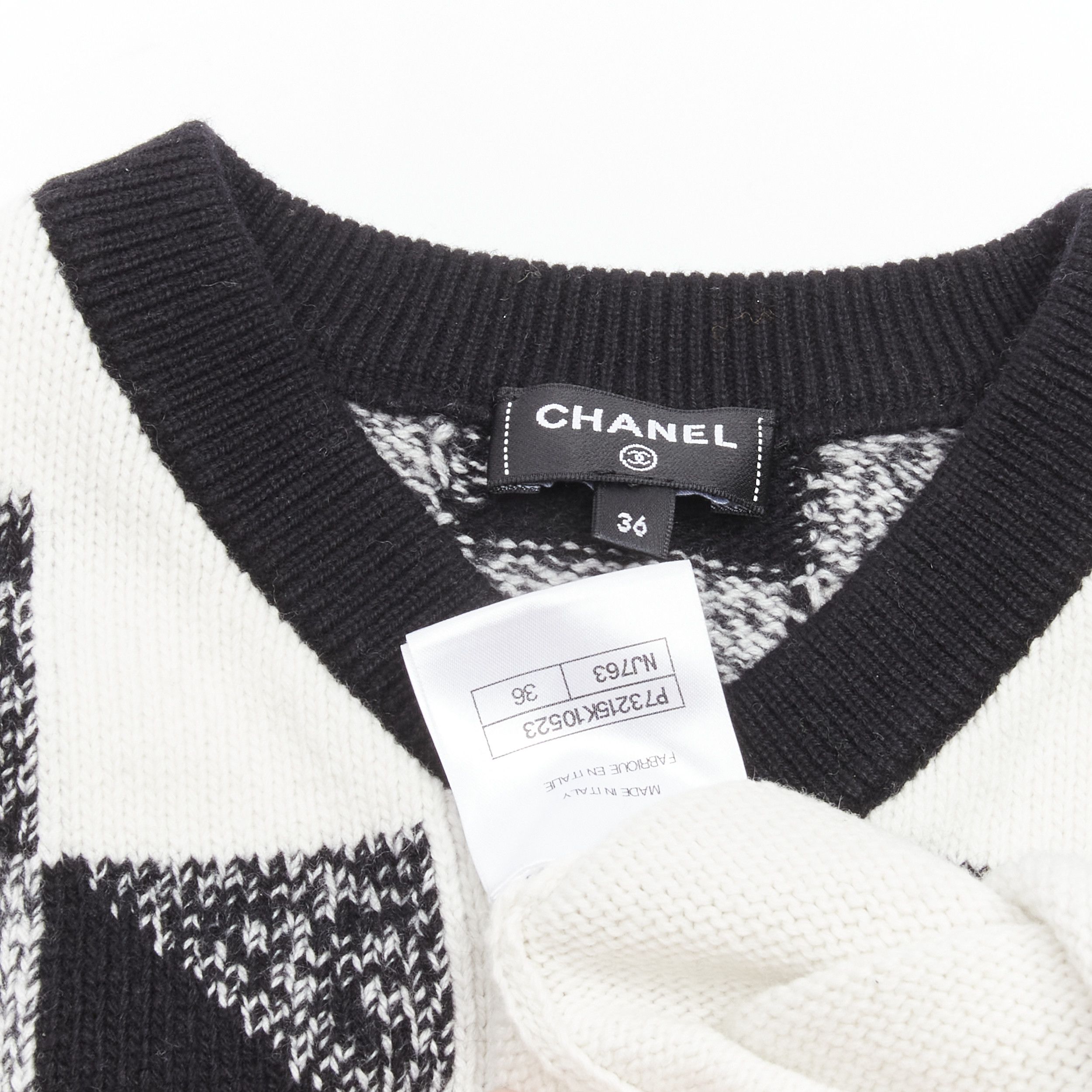 Chanel CHANEL 100% cashmere black white graphic check CC logo sweater vest FR36 S Size S / US 4 / IT 40 - 9 Thumbnail