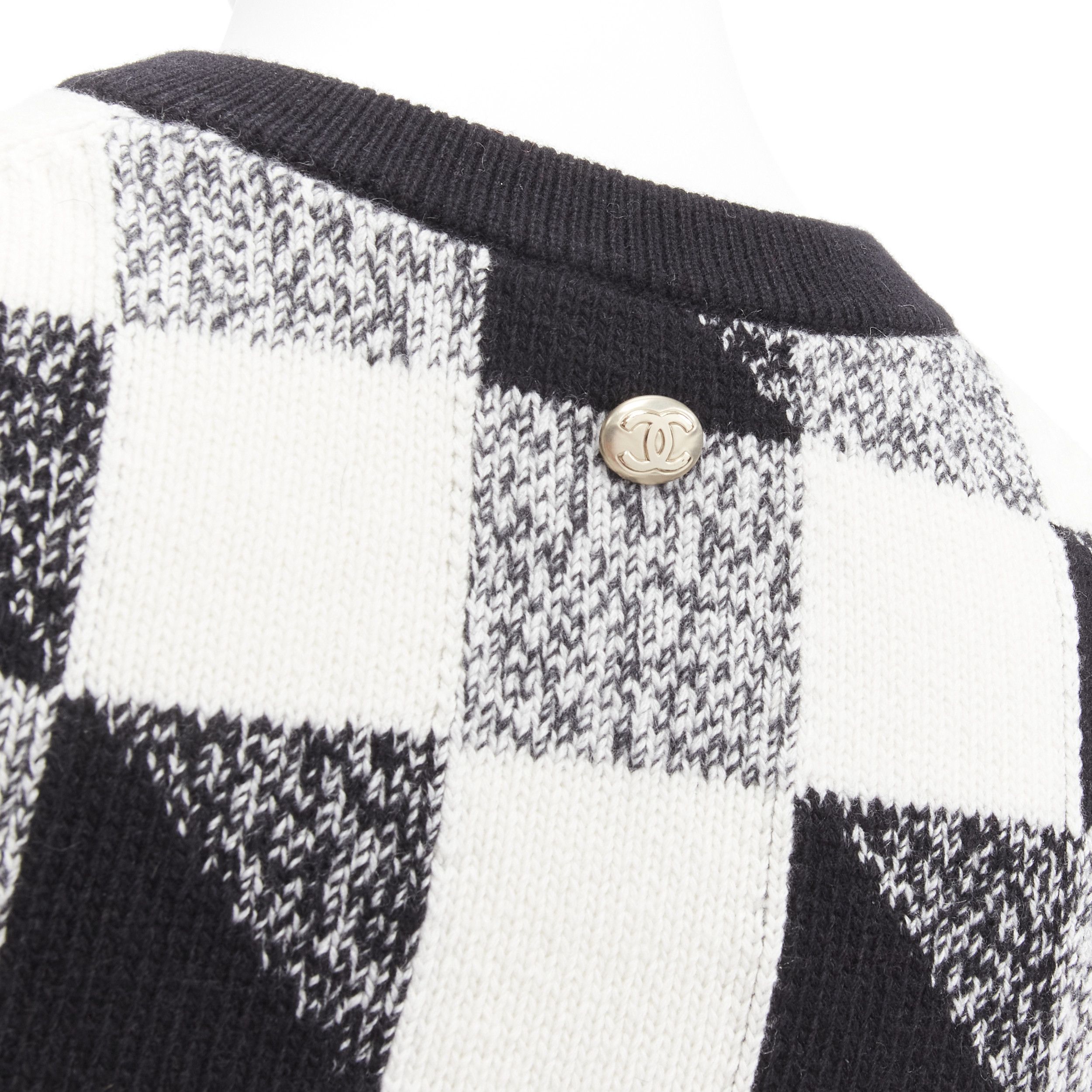 Chanel CHANEL 100% cashmere black white graphic check CC logo sweater vest FR36 S Size S / US 4 / IT 40 - 7 Thumbnail