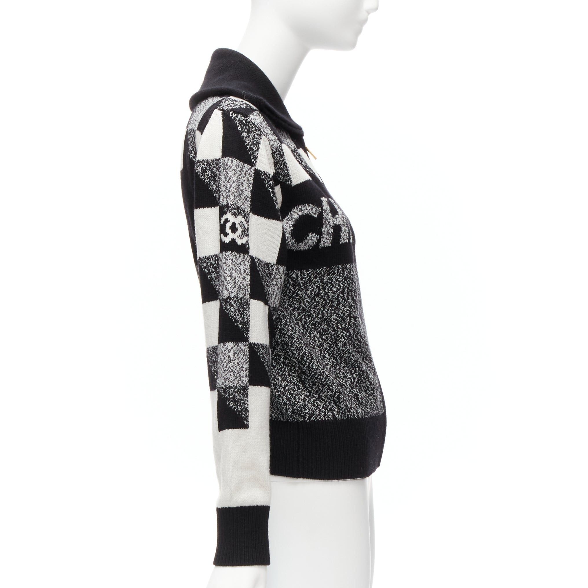 Chanel CHANEL 100% cashmere graphic CC logo black white cardigan FR34 XS Size XS / US 0-2 / IT 36-38 - 5 Thumbnail