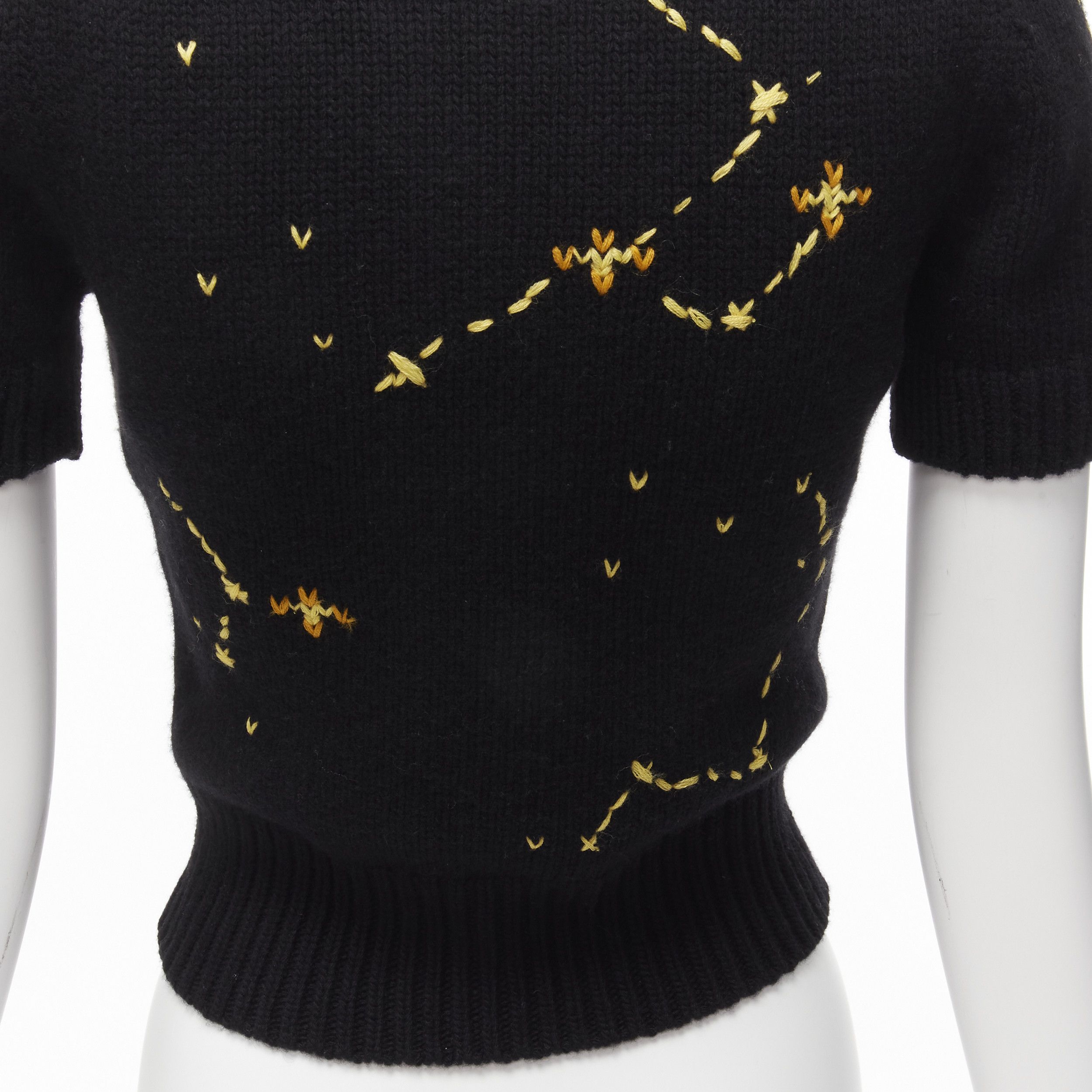 Dior CHRISTIAN DIOR 2022 Pixel Zodiac Scorpio black wool cashmere cropped sweater FR34 XS Size XS / US 0-2 / IT 36-38 - 7 Thumbnail
