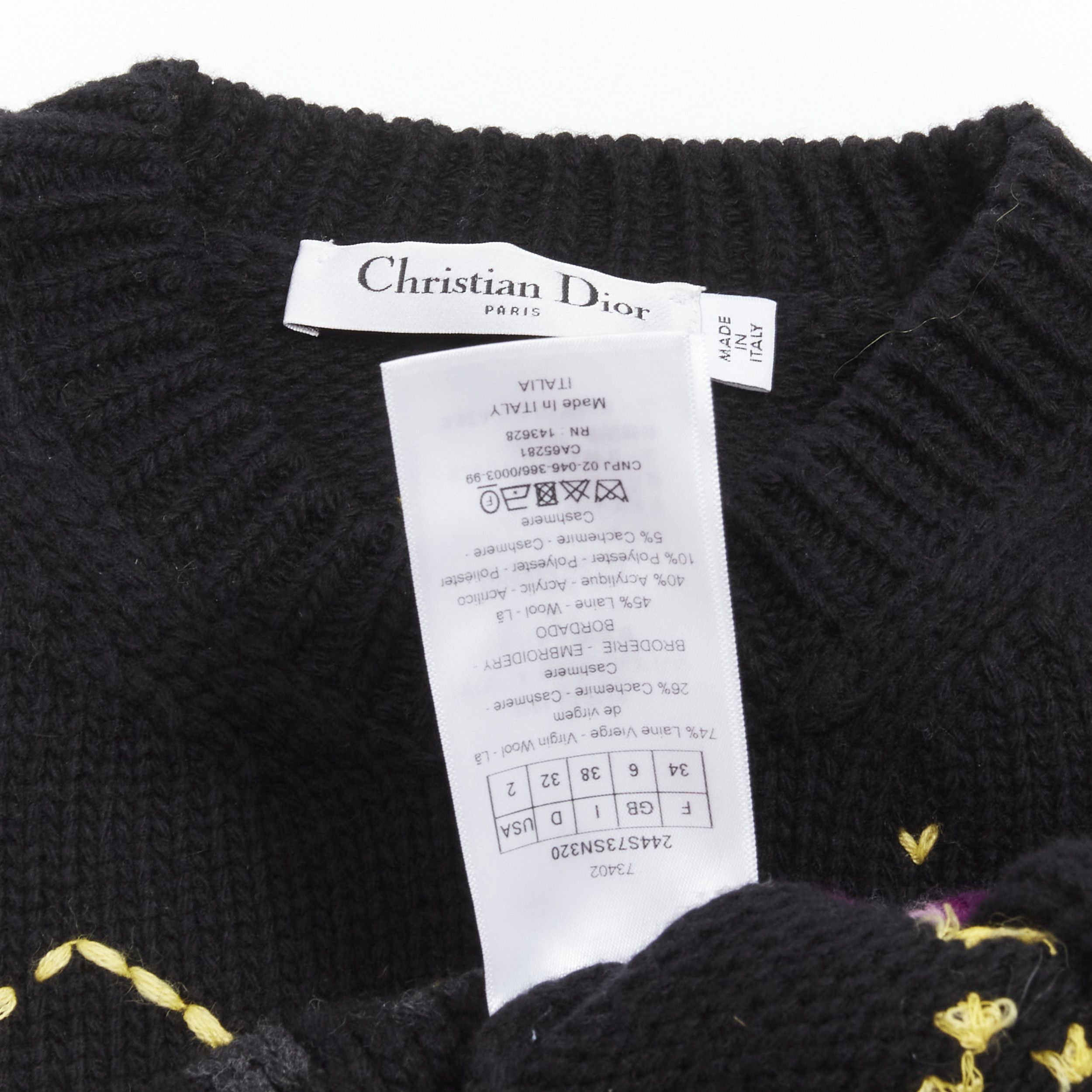 Dior CHRISTIAN DIOR 2022 Pixel Zodiac Scorpio black wool cashmere cropped sweater FR34 XS Size XS / US 0-2 / IT 36-38 - 9 Thumbnail