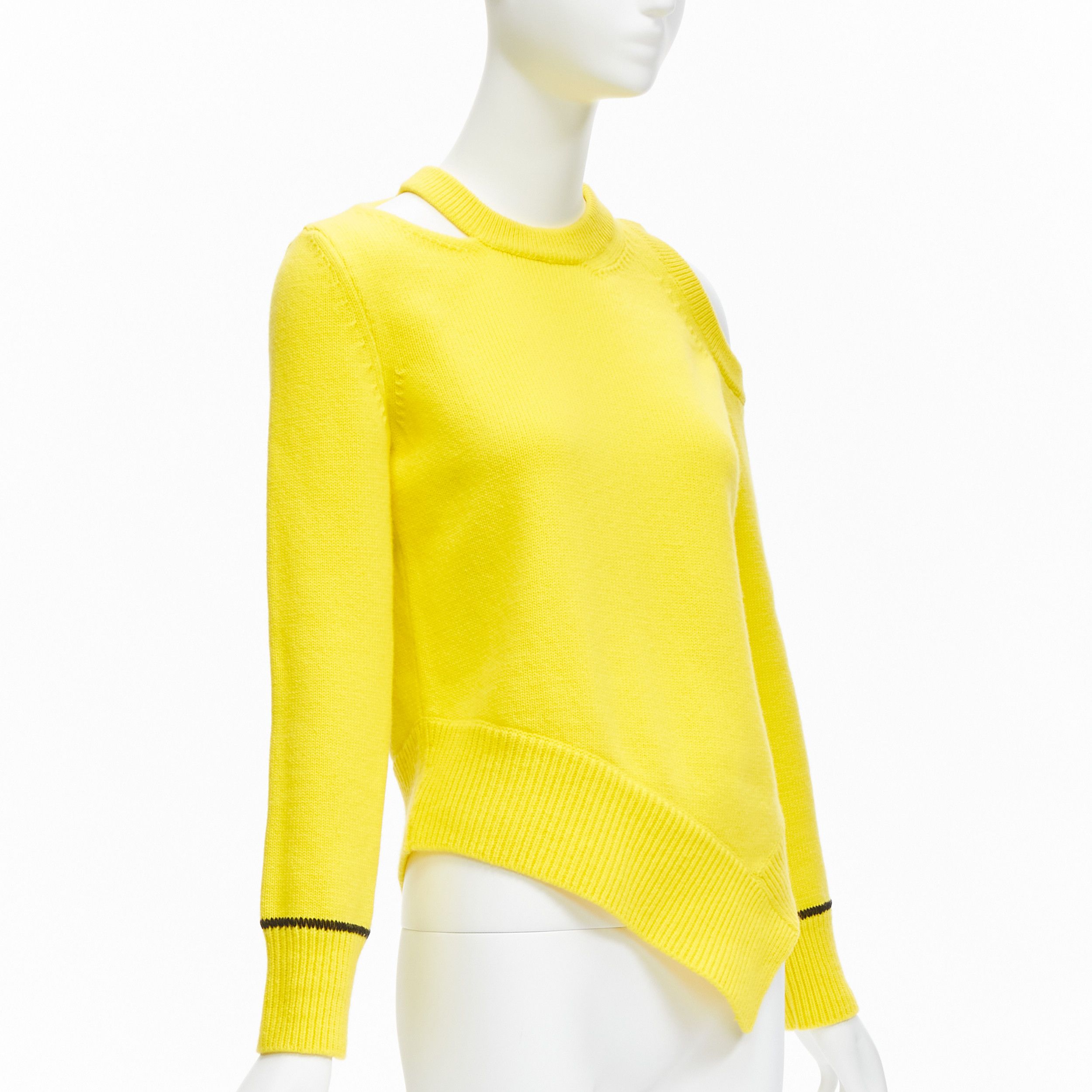 Alexander McQueen ALEXANDER MCQUEEN 2022 yellow wool blend asymmetric cold shoulder sweater S Size S / US 4 / IT 40 - 3 Thumbnail
