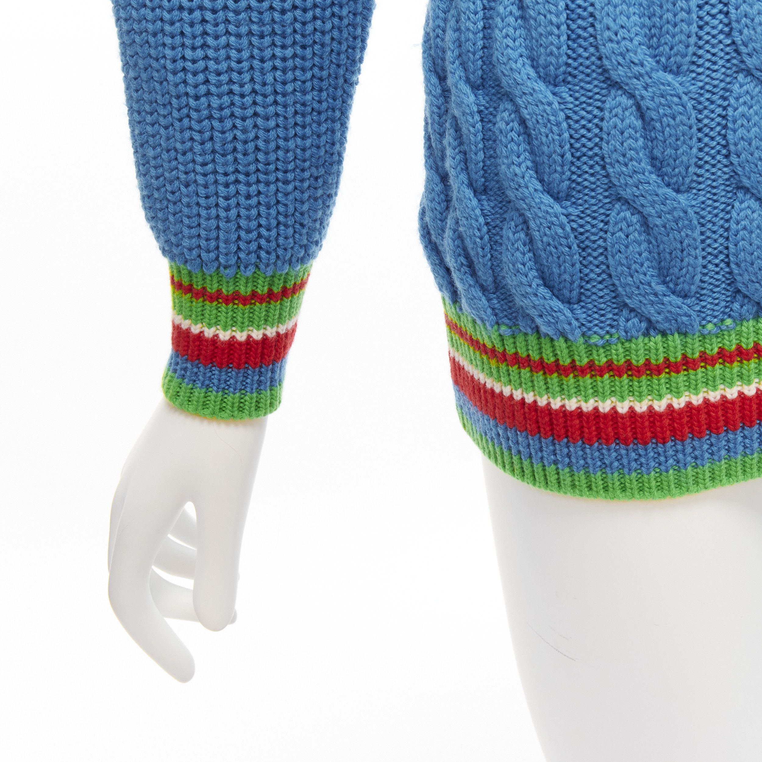 Gucci GUCCI ADIDAS 2022 100% wool red green 3D logo embroidery cable sweater XXS Size XXS / US 00 / IT 34 - 8 Thumbnail