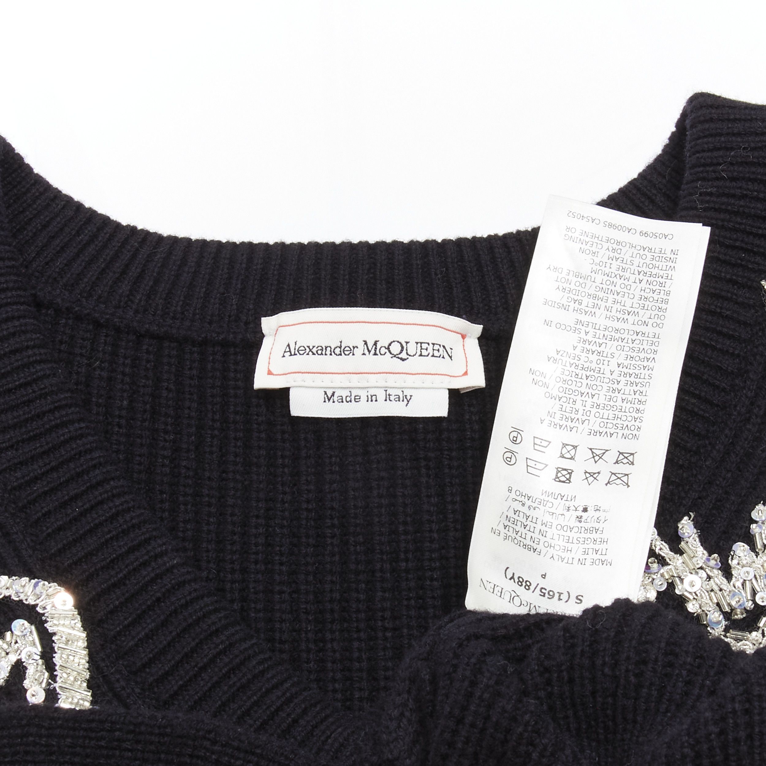 Alexander McQueen ALEXANDER MCQUEEN 2022 black logo beads embellished peplum ribbed sweater S Size S / US 4 / IT 40 - 9 Thumbnail