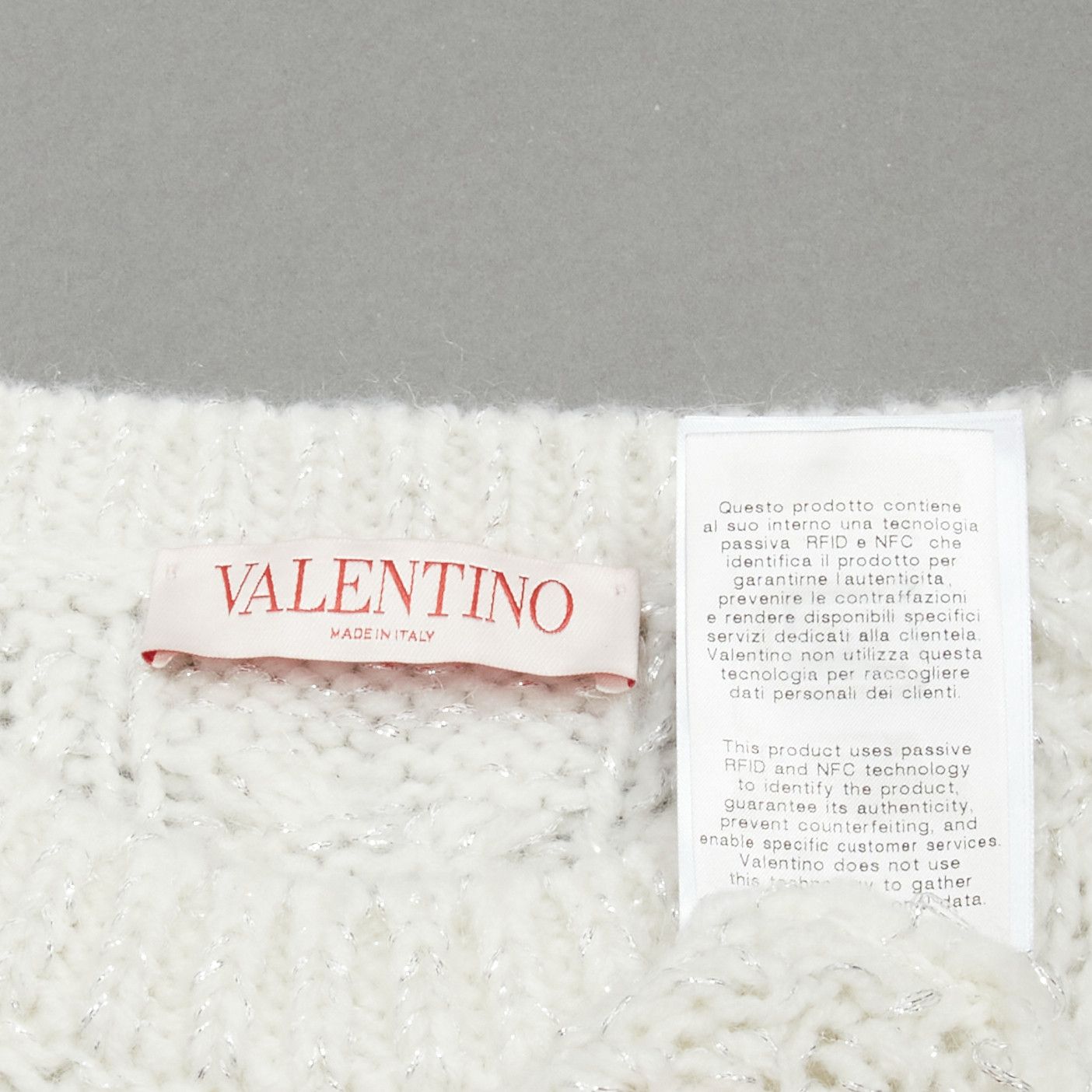 Valentino VALENTINO 2021 silver beads sequins bow white lurex cable knit sweater XS Size XS / US 0-2 / IT 36-38 - 10 Thumbnail