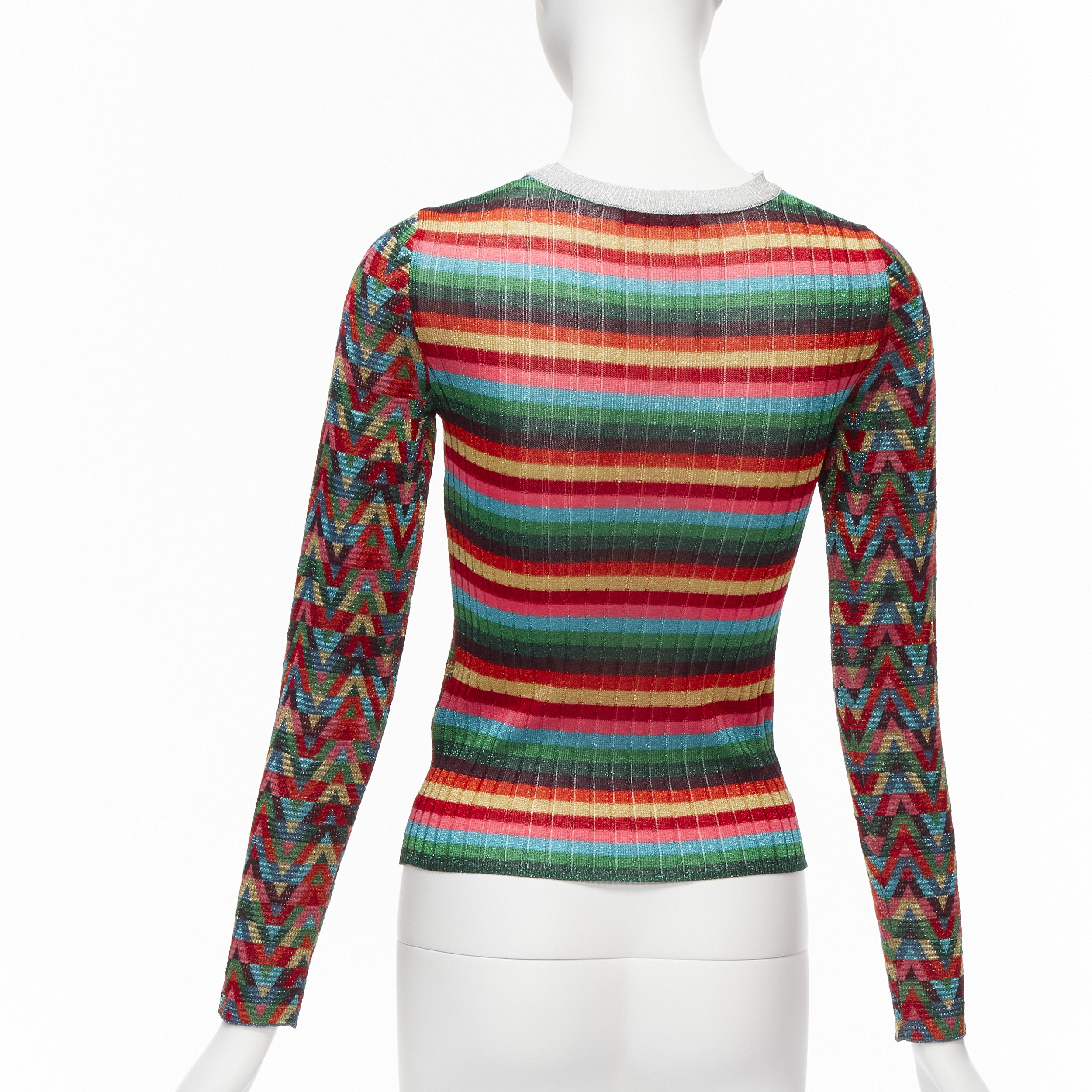 Valentino VALENTINO 2021 Optical VLOGO colorful lurex silver collar long sleeve sweater XS Size S / US 4 / IT 40 - 5 Thumbnail