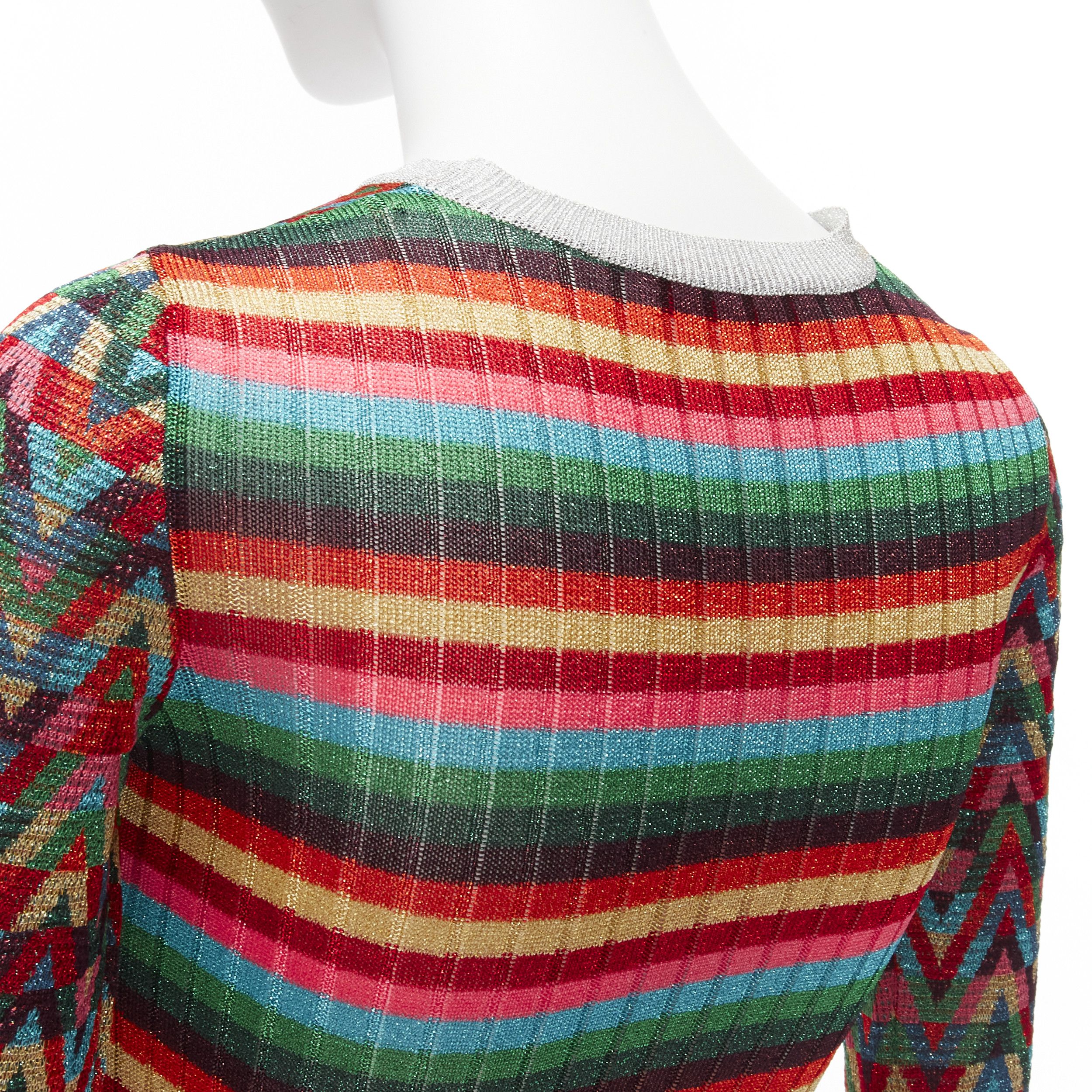 Valentino VALENTINO 2021 Optical VLOGO colorful lurex silver collar long sleeve sweater XS Size S / US 4 / IT 40 - 2 Thumbnail