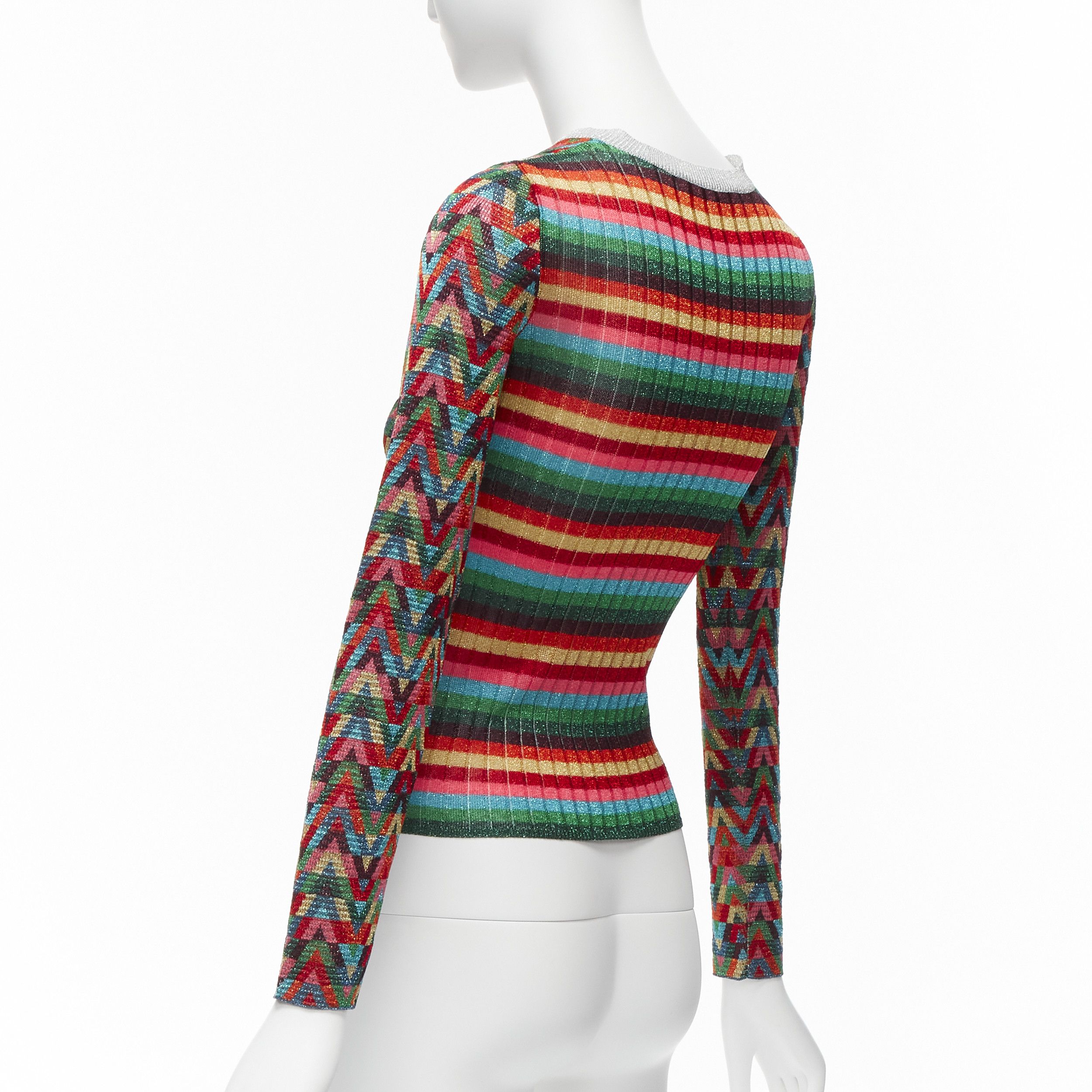 Valentino VALENTINO 2021 Optical VLOGO colorful lurex silver collar long sleeve sweater XS Size S / US 4 / IT 40 - 6 Thumbnail