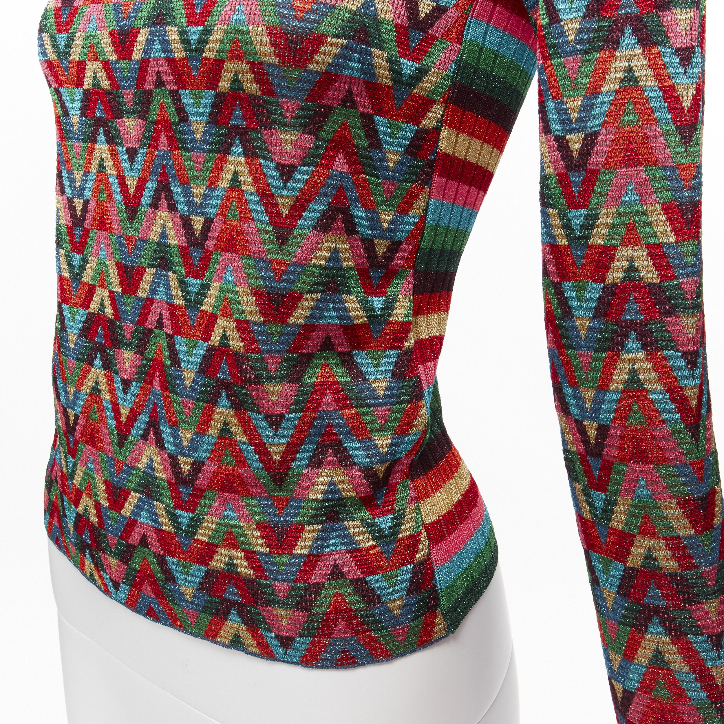 Valentino VALENTINO 2021 Optical VLOGO colorful lurex silver collar long sleeve sweater XS Size S / US 4 / IT 40 - 8 Thumbnail