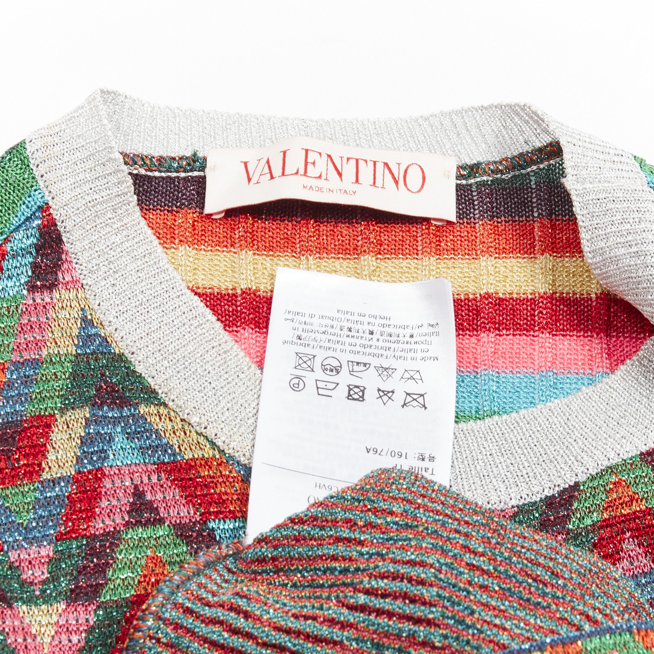 Valentino VALENTINO 2021 Optical VLOGO colorful lurex silver collar long sleeve sweater XS Size S / US 4 / IT 40 - 9 Thumbnail