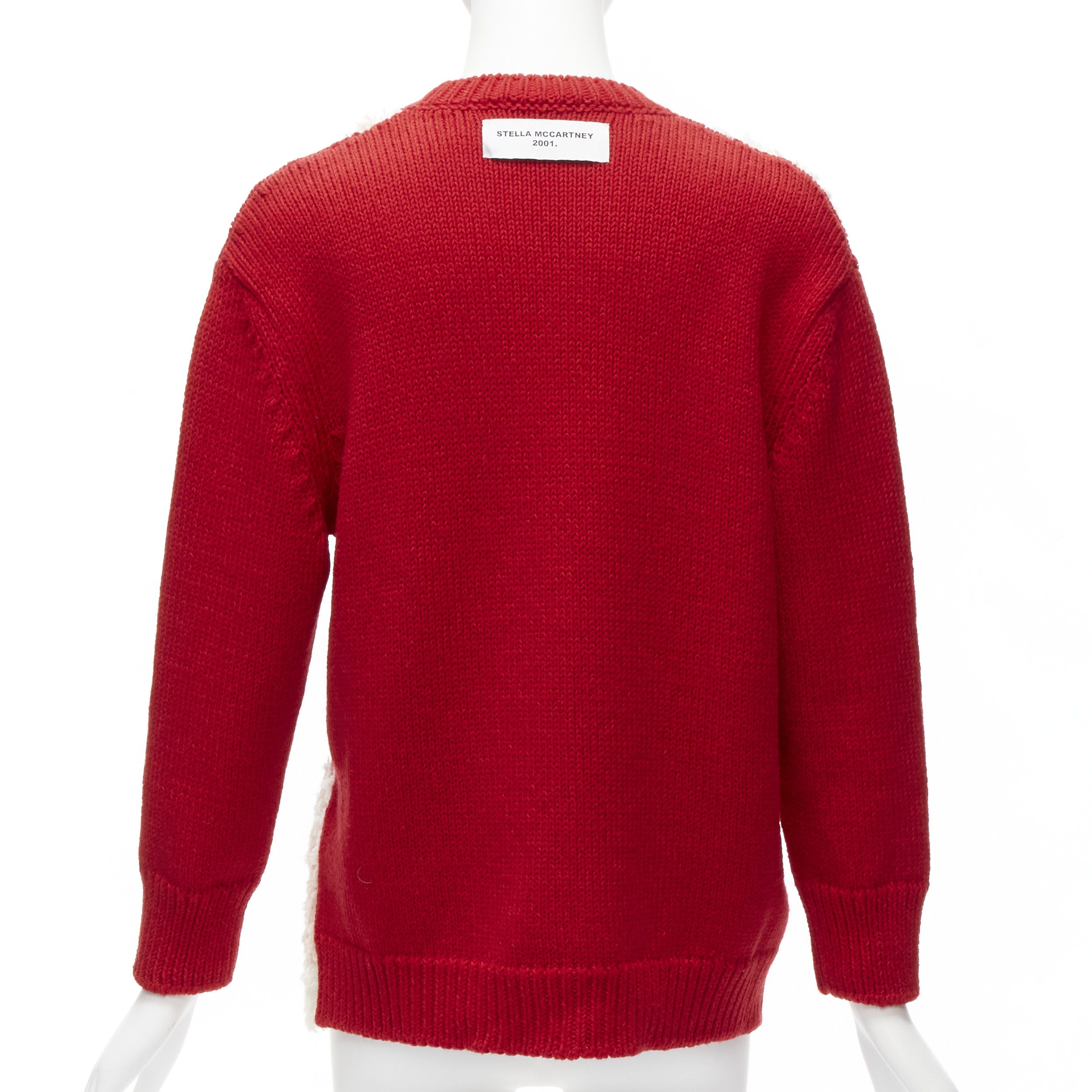 Stella McCartney STELLA MCCARTNEY red wool cotton textured bunny sweater IT34 XXS Size XXS / US 00 / IT 34 - 5 Thumbnail