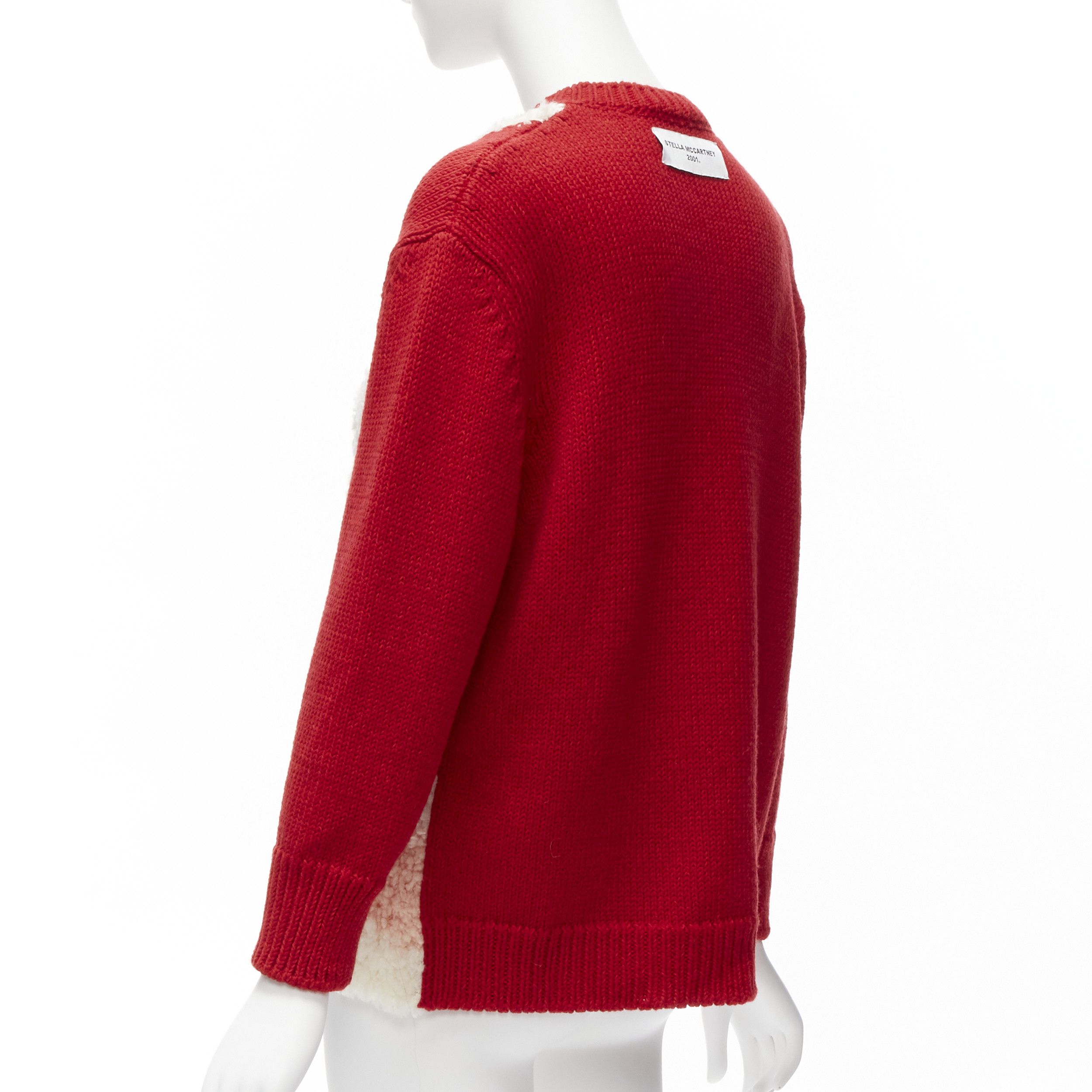 Stella McCartney STELLA MCCARTNEY red wool cotton textured bunny sweater IT34 XXS Size XXS / US 00 / IT 34 - 6 Thumbnail