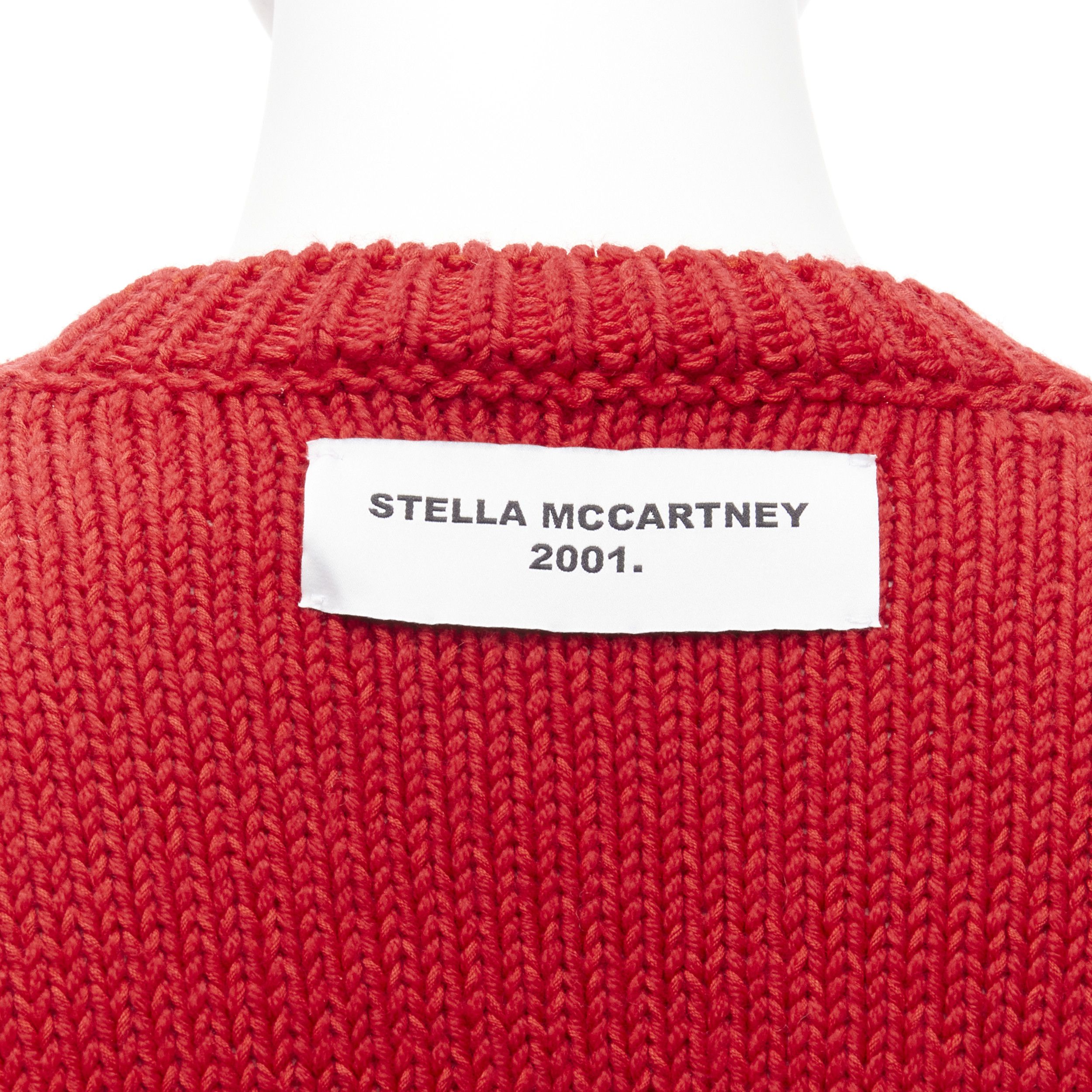 Stella McCartney STELLA MCCARTNEY red wool cotton textured bunny sweater IT34 XXS Size XXS / US 00 / IT 34 - 2 Thumbnail