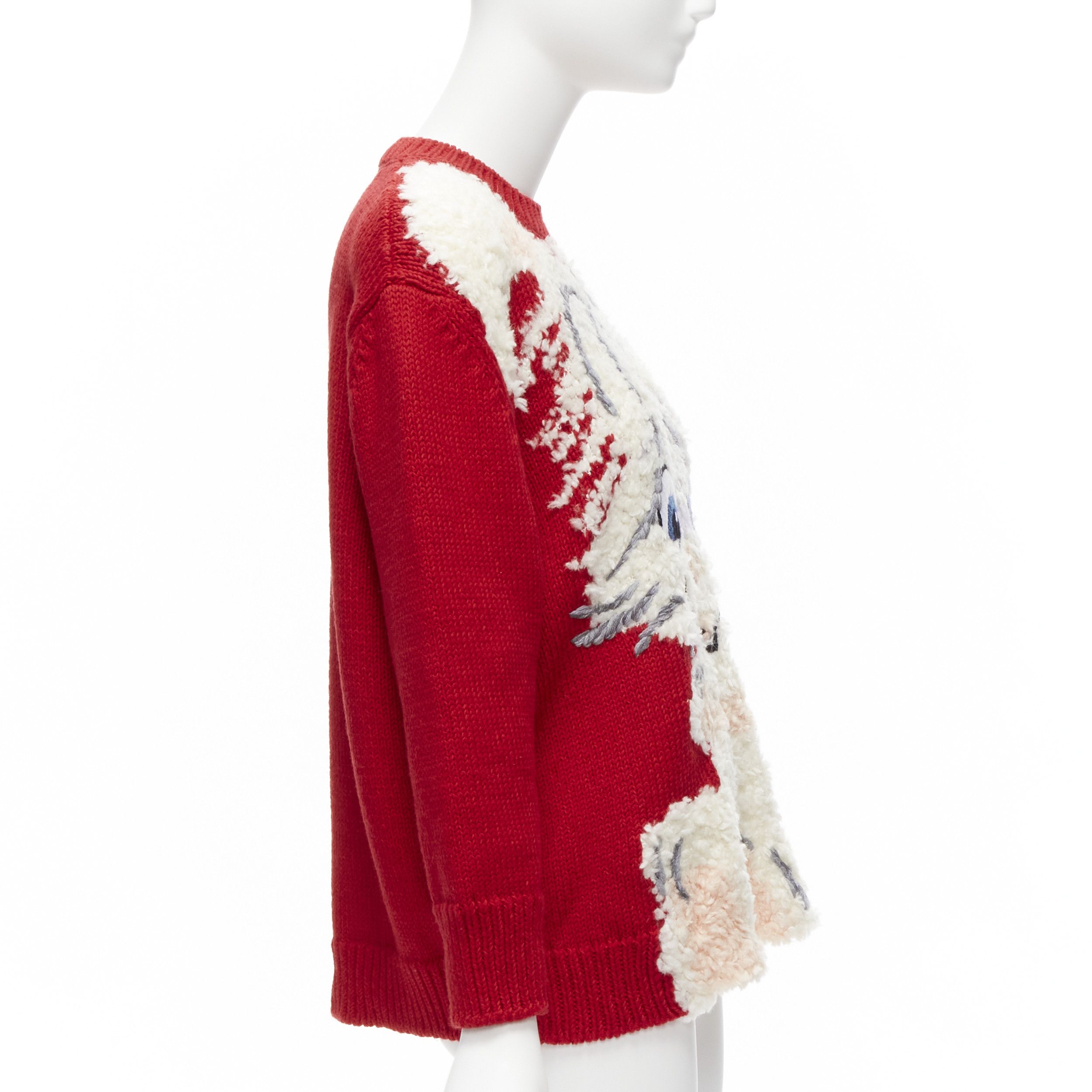 Stella McCartney STELLA MCCARTNEY red wool cotton textured bunny sweater IT34 XXS Size XXS / US 00 / IT 34 - 4 Thumbnail