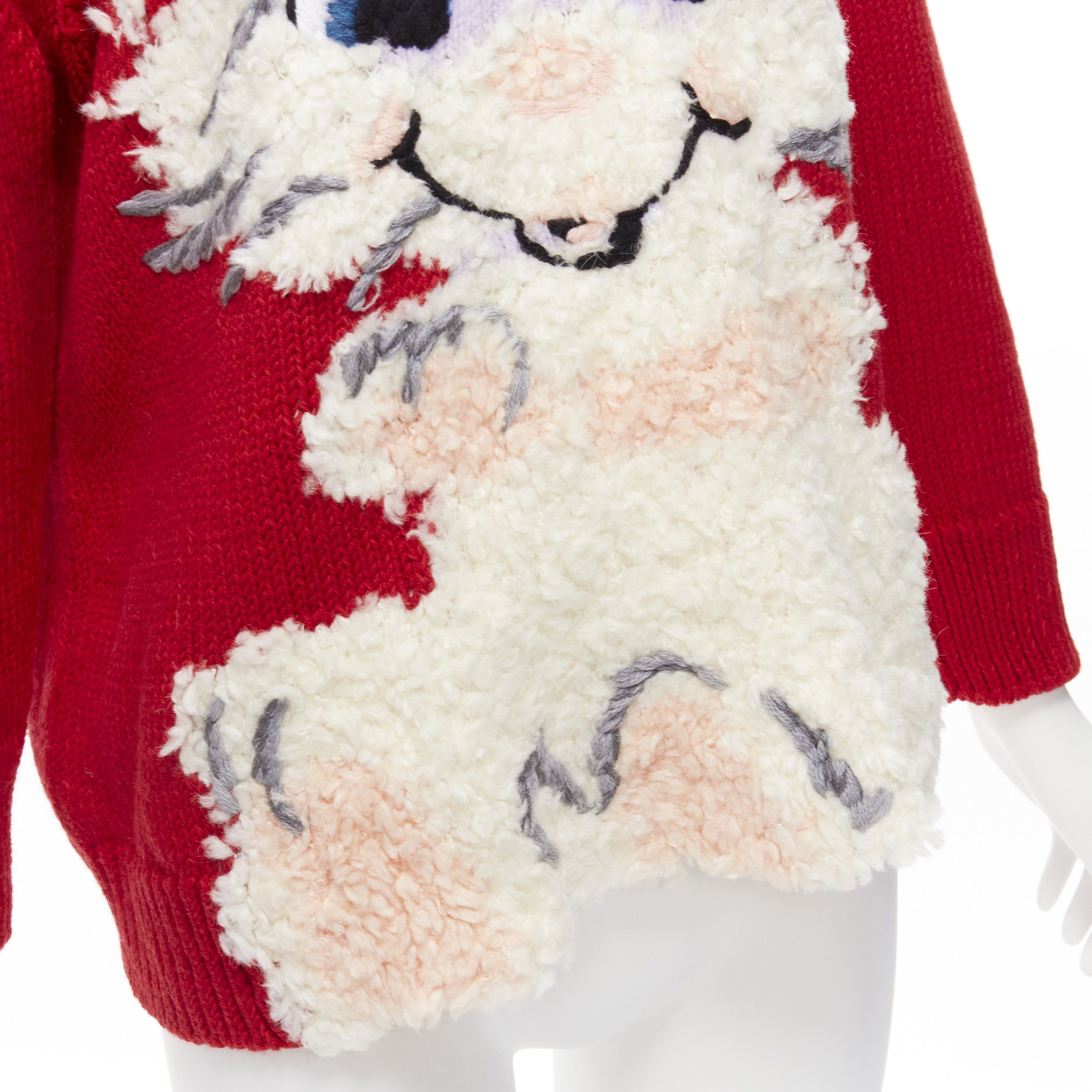 Stella McCartney STELLA MCCARTNEY red wool cotton textured bunny sweater IT34 XXS Size XXS / US 00 / IT 34 - 8 Thumbnail