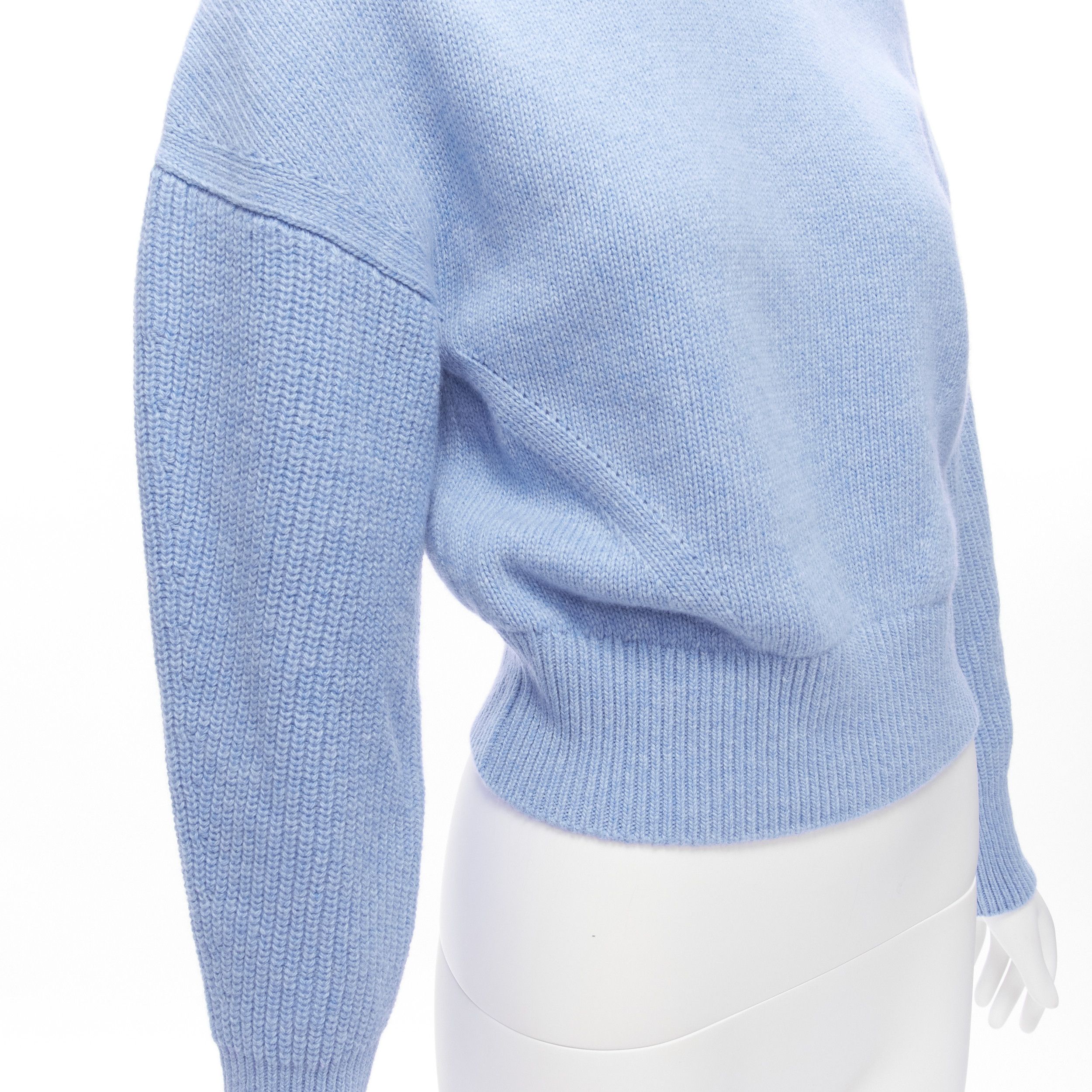 Alexander McQueen ALEXANDER MCQUEEN 2021 powder blue speckled wool boxy cropped sweater XS Size S / US 4 / IT 40 - 7 Thumbnail