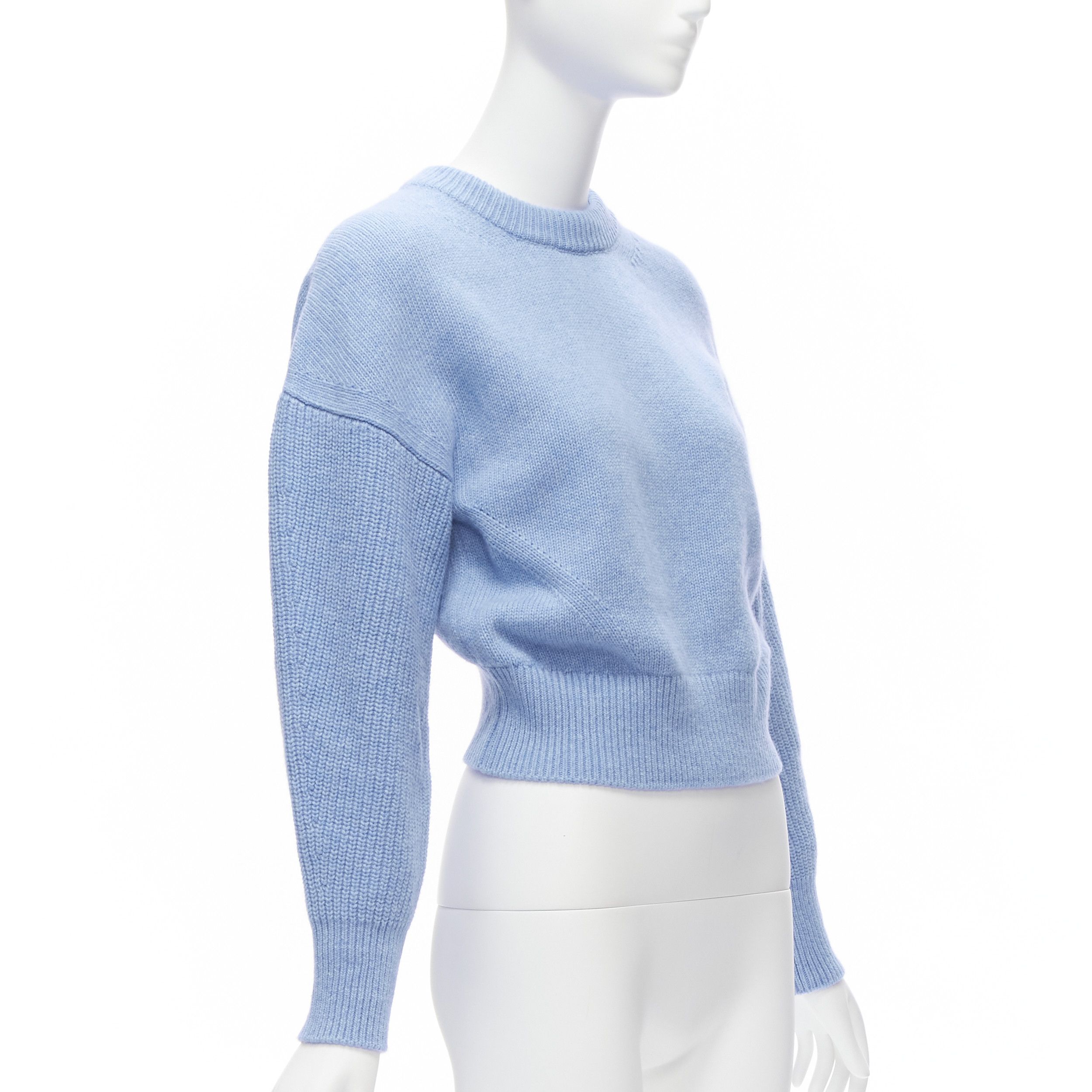 Alexander McQueen ALEXANDER MCQUEEN 2021 powder blue speckled wool boxy cropped sweater XS Size S / US 4 / IT 40 - 3 Thumbnail