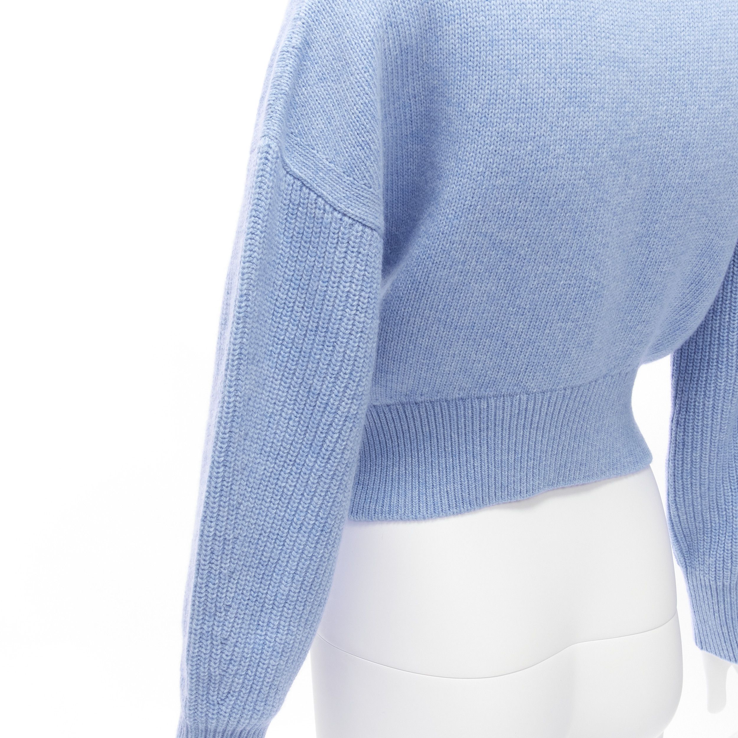 Alexander McQueen ALEXANDER MCQUEEN 2021 powder blue speckled wool boxy cropped sweater XS Size S / US 4 / IT 40 - 8 Thumbnail