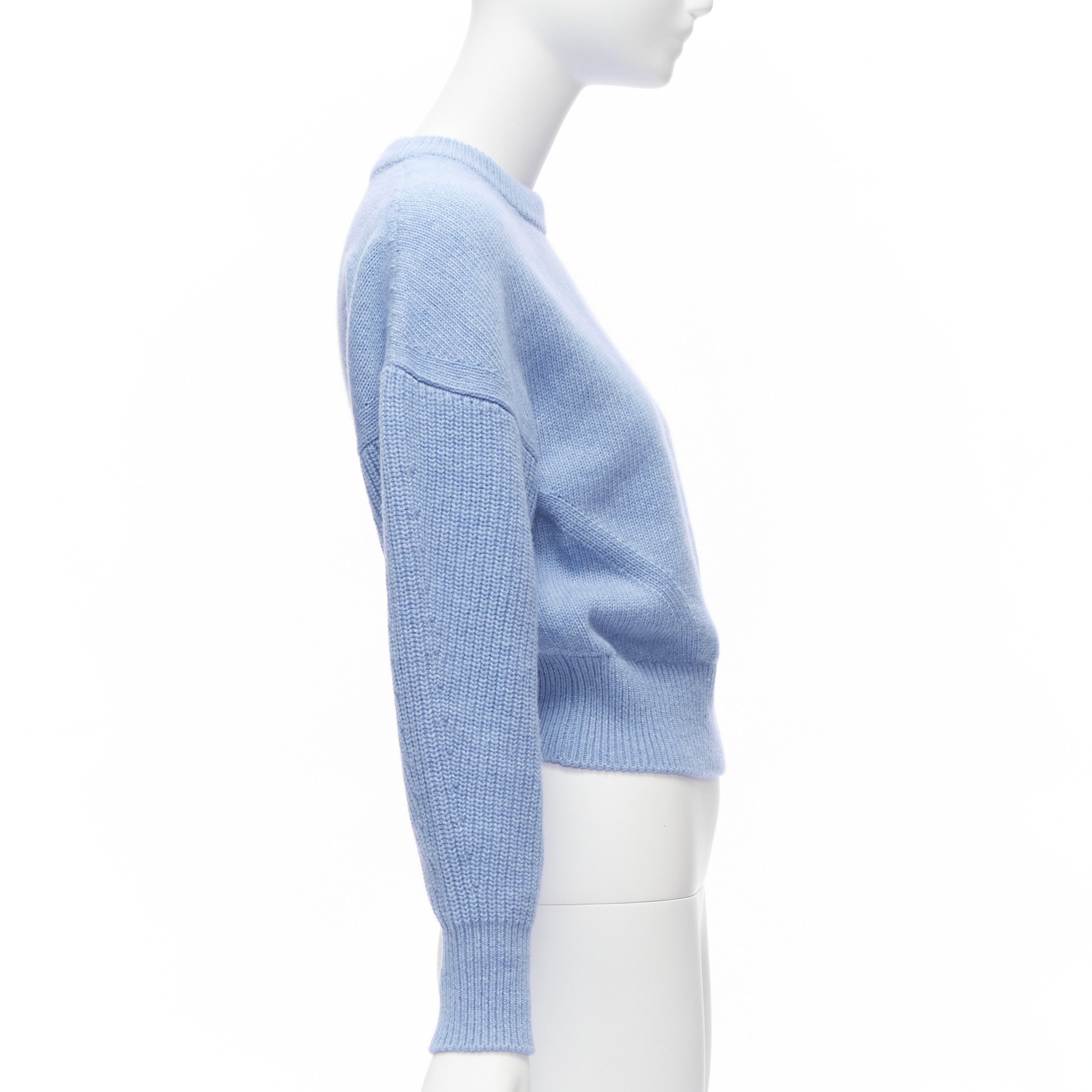 Alexander McQueen ALEXANDER MCQUEEN 2021 powder blue speckled wool boxy cropped sweater XS Size S / US 4 / IT 40 - 4 Thumbnail