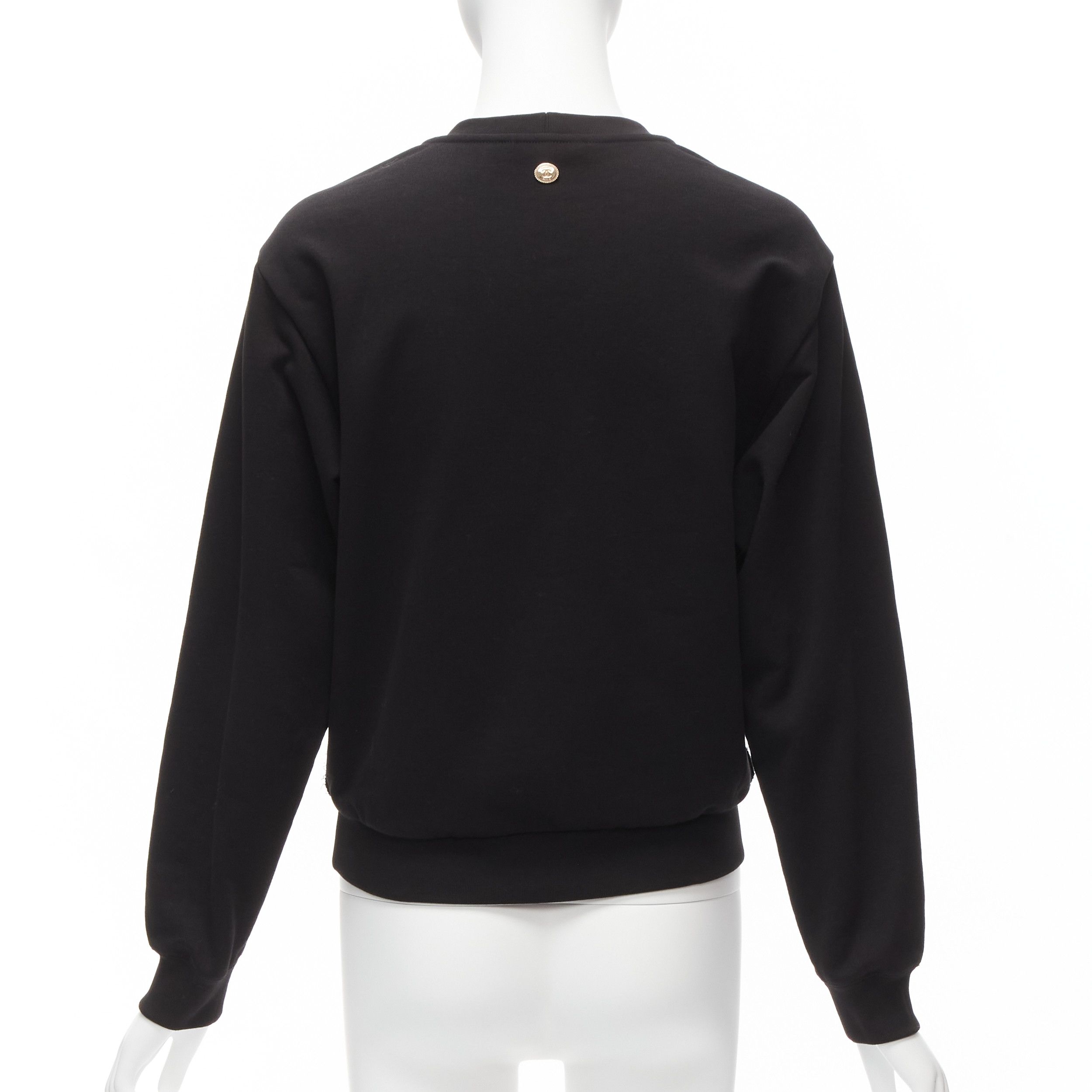 Chanel CHANEL 2022 Runway metallic CC logo graphic black tweed crew sweater FR34 XS Size XS / US 0-2 / IT 36-38 - 5 Thumbnail