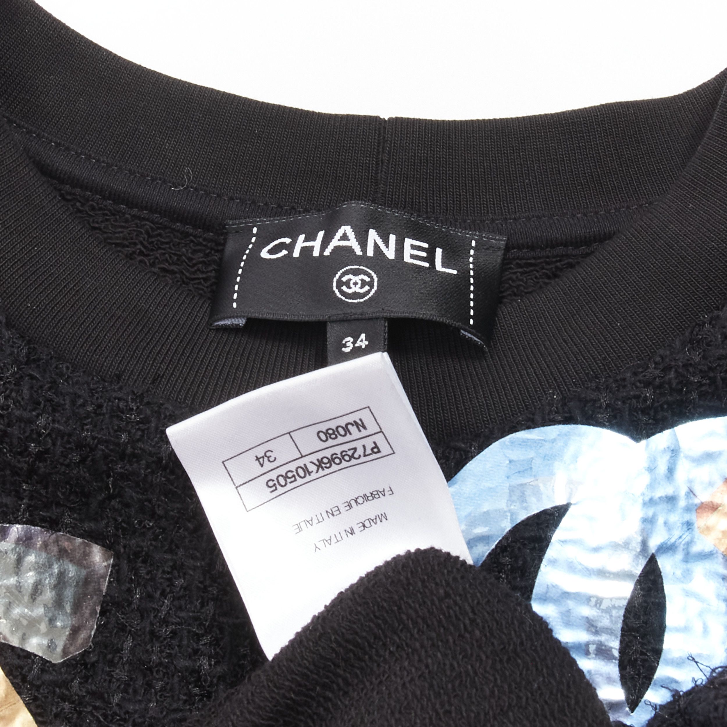 Chanel CHANEL 2022 Runway metallic CC logo graphic black tweed crew sweater FR34 XS Size XS / US 0-2 / IT 36-38 - 9 Thumbnail