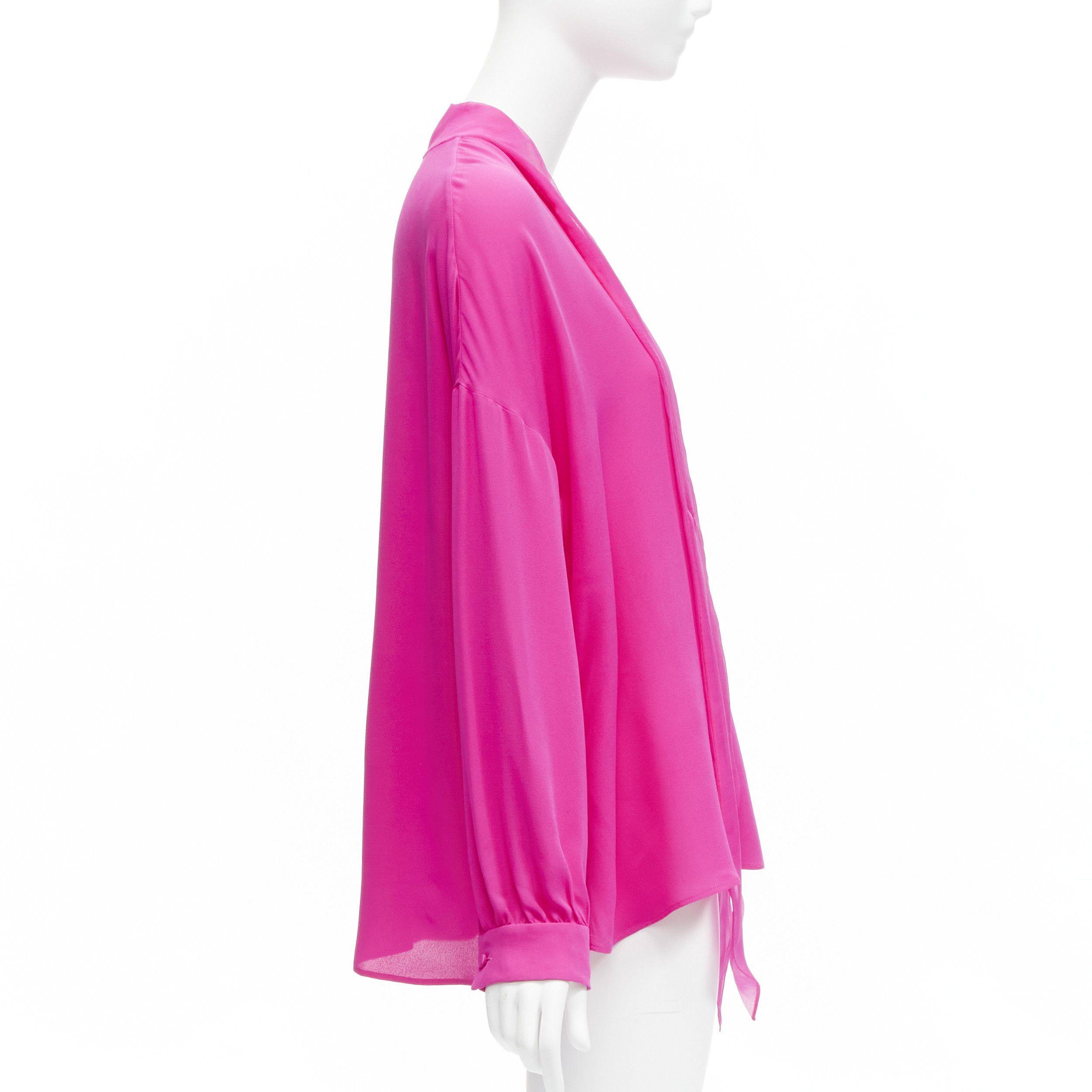 Valentino VALENTINO Piccioli 2022 Runway Pink PP 100% silk neck tie relaxed blouse IT38 XS Size XS / US 0-2 / IT 36-38 - 4 Thumbnail