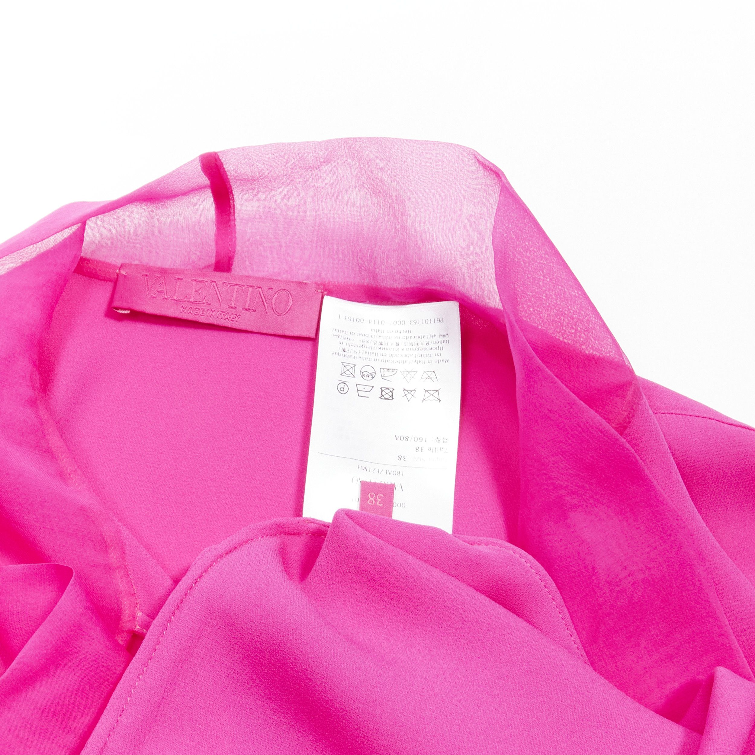 Valentino VALENTINO Piccioli 2022 Runway Pink PP 100% silk neck tie relaxed blouse IT38 XS Size XS / US 0-2 / IT 36-38 - 9 Thumbnail