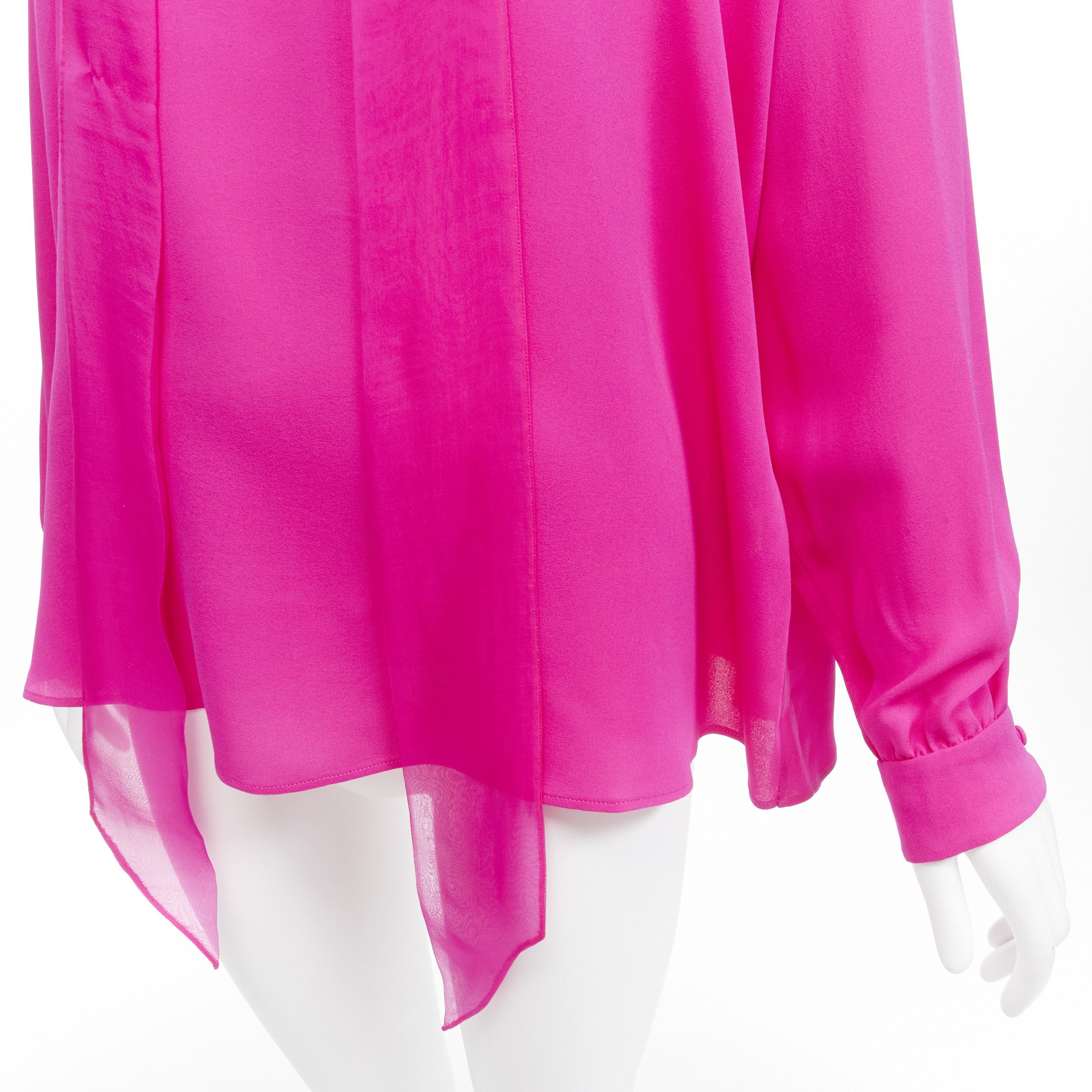 Valentino VALENTINO Piccioli 2022 Runway Pink PP 100% silk neck tie relaxed blouse IT38 XS Size XS / US 0-2 / IT 36-38 - 7 Thumbnail
