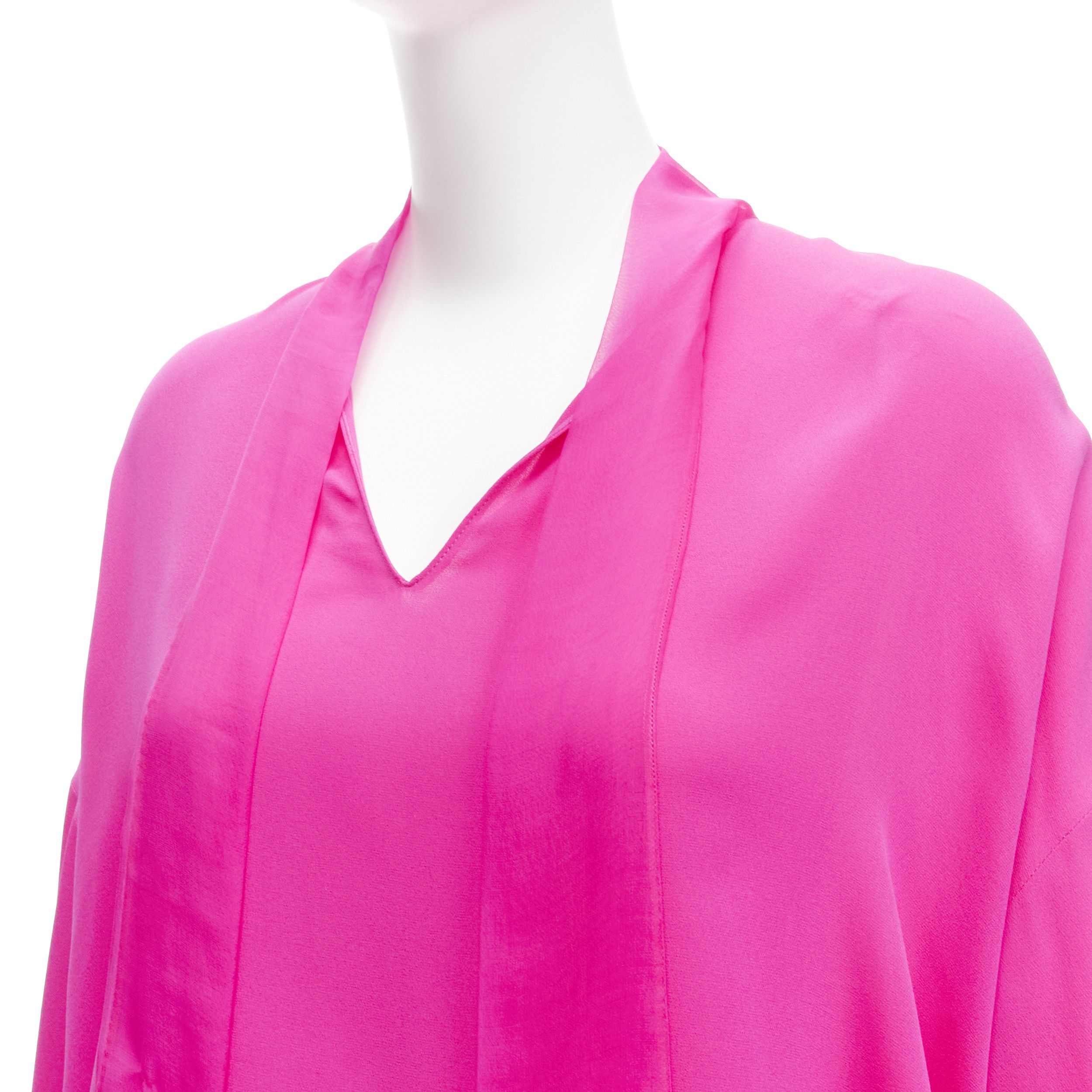 Valentino VALENTINO Piccioli 2022 Runway Pink PP 100% silk neck tie relaxed blouse IT38 XS Size XS / US 0-2 / IT 36-38 - 2 Thumbnail