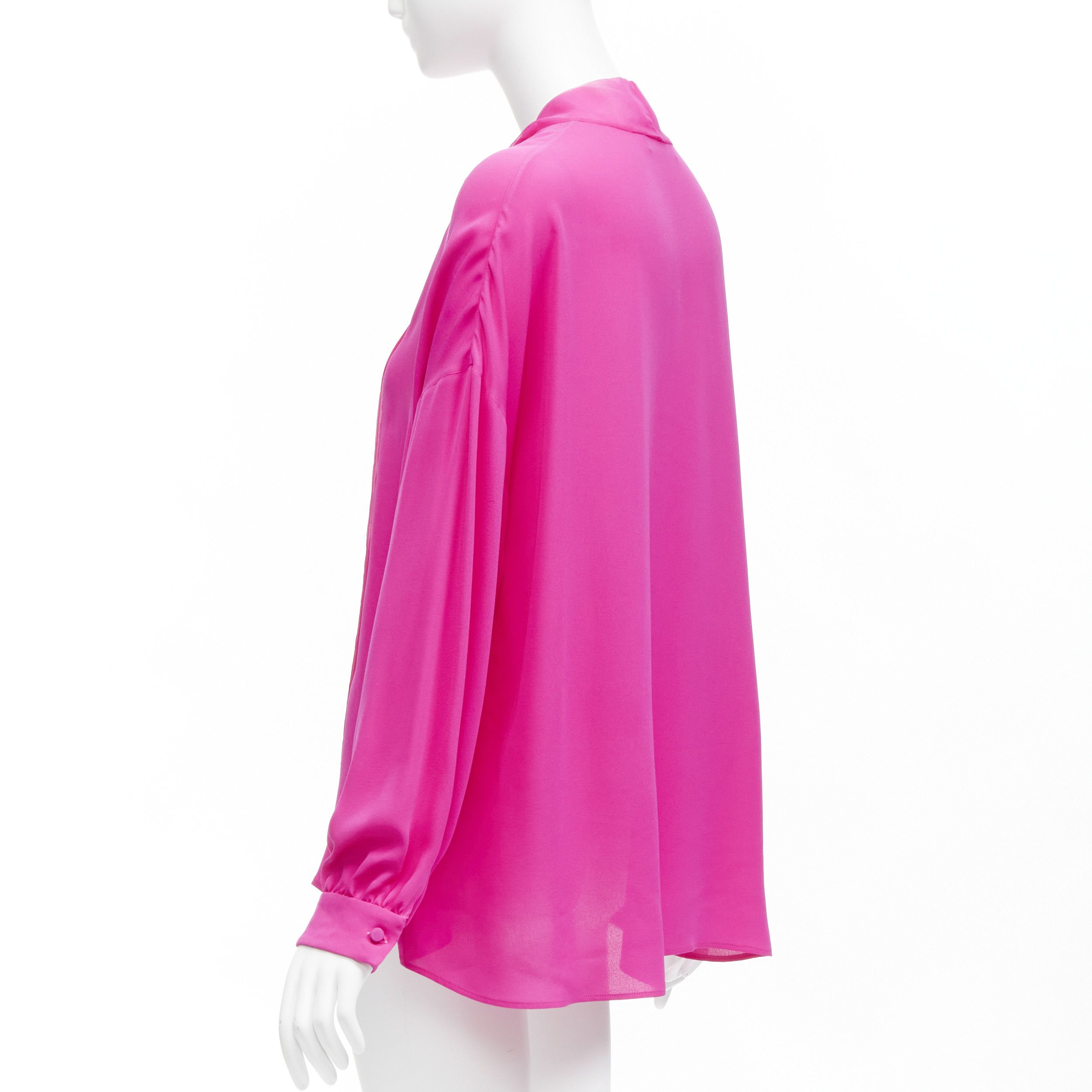 Valentino VALENTINO Piccioli 2022 Runway Pink PP 100% silk neck tie relaxed blouse IT38 XS Size XS / US 0-2 / IT 36-38 - 6 Thumbnail