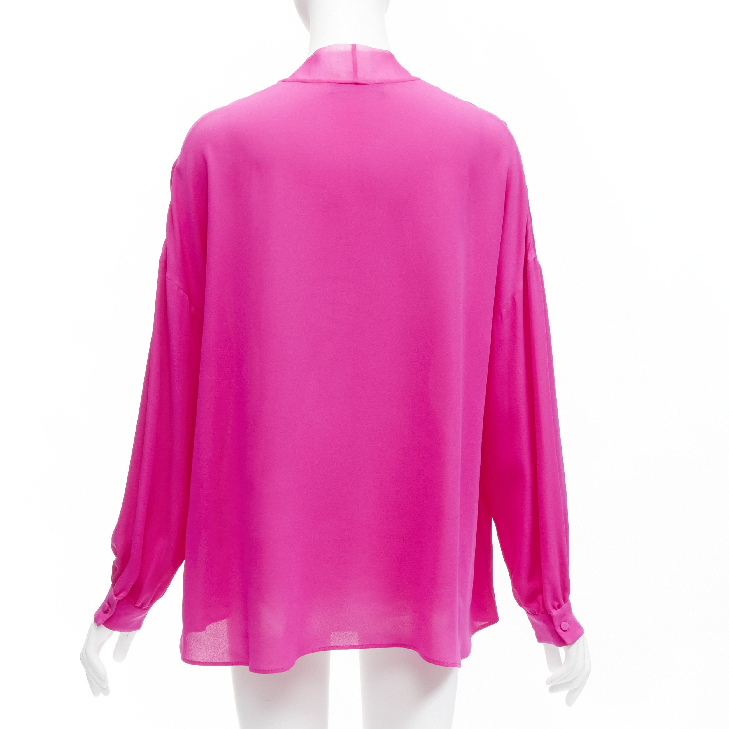 Valentino VALENTINO Piccioli 2022 Runway Pink PP 100% silk neck tie relaxed blouse IT38 XS Size XS / US 0-2 / IT 36-38 - 5 Thumbnail
