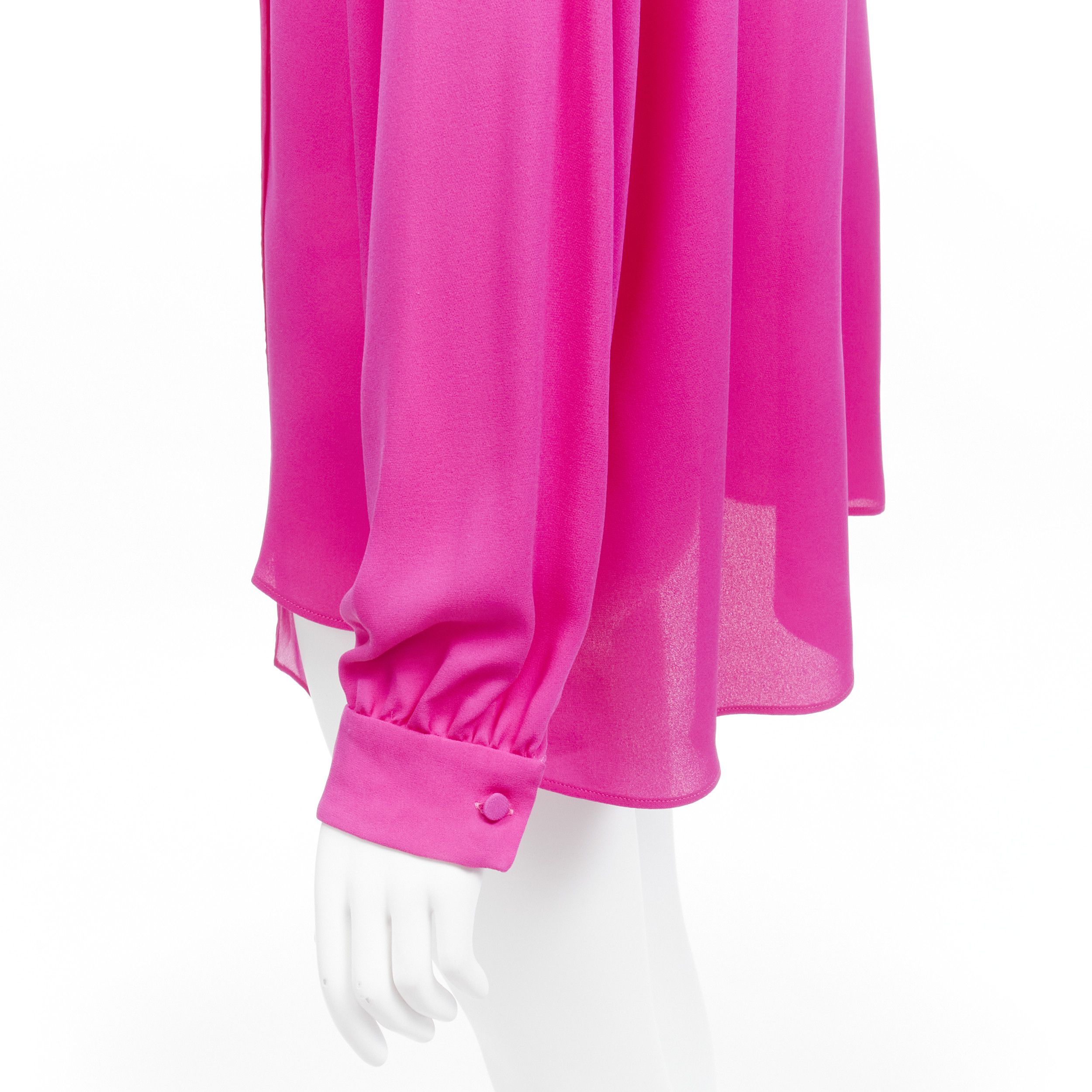 Valentino VALENTINO Piccioli 2022 Runway Pink PP 100% silk neck tie relaxed blouse IT38 XS Size XS / US 0-2 / IT 36-38 - 8 Thumbnail
