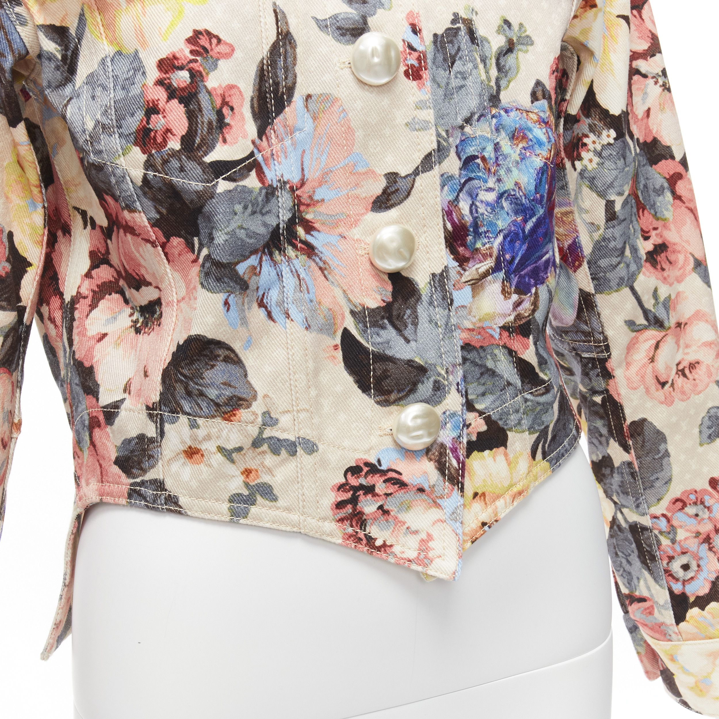 Louis Vuitton LOUIS VUITTON 2022 Runway Vintage Flower LV monogram pearl button cropped tailcoat jacket FR34 XS Size XS / US 0-2 / IT 36-38 - 8 Thumbnail