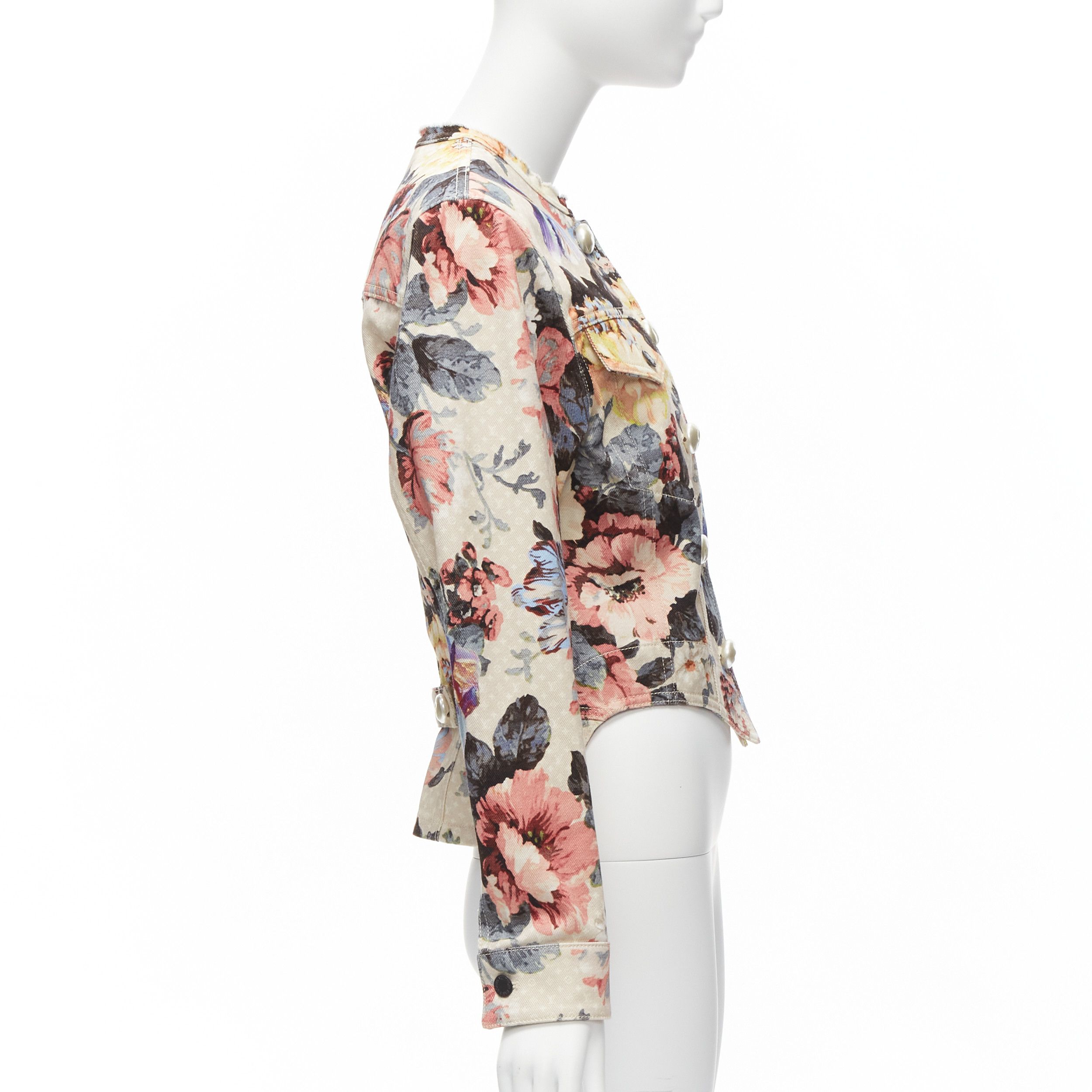 Louis Vuitton LOUIS VUITTON 2022 Runway Vintage Flower LV monogram pearl button cropped tailcoat jacket FR34 XS Size XS / US 0-2 / IT 36-38 - 5 Thumbnail