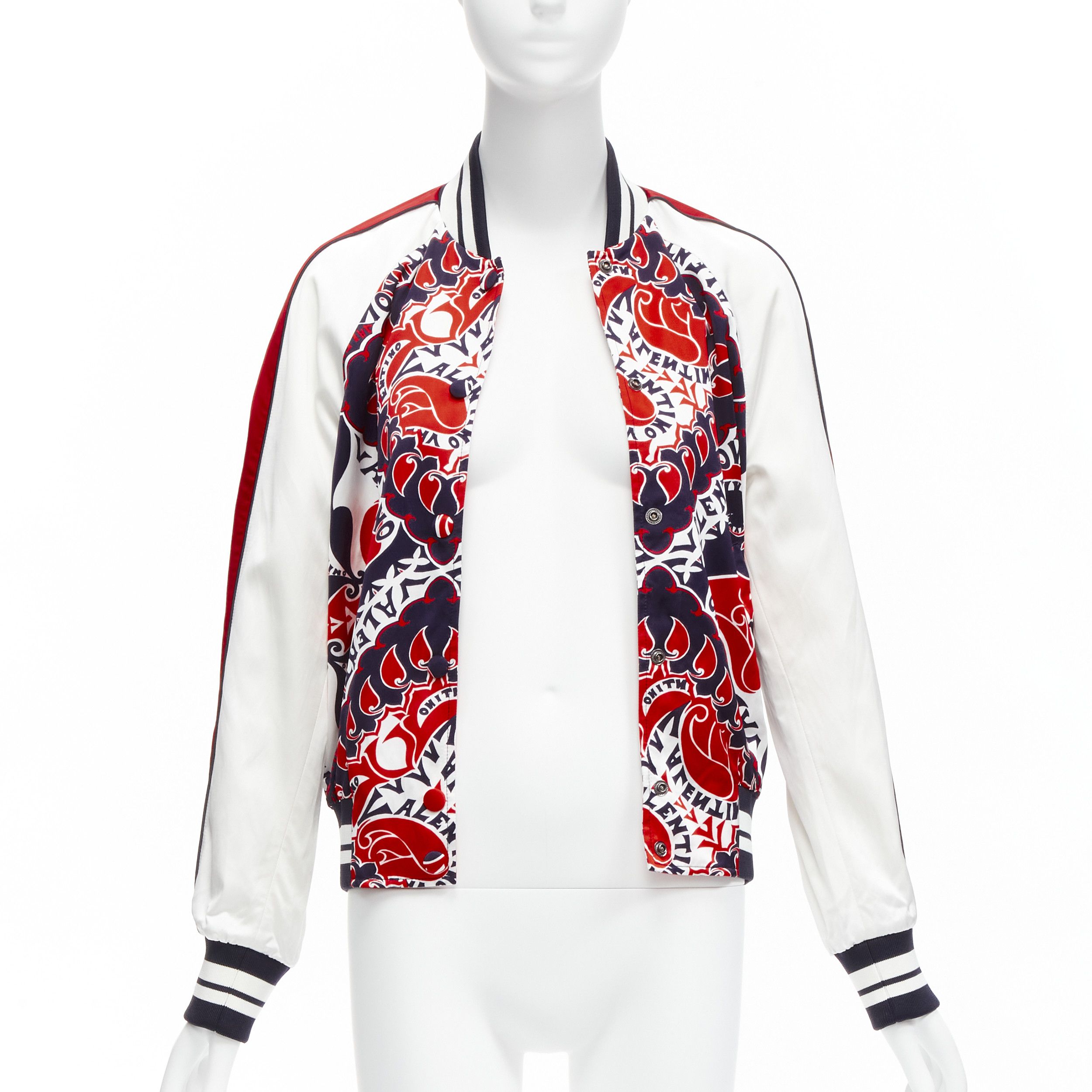 Valentino VALENTINO 2022 Manifesto Heart Bandana red blue satin bomber jacket IT40 S Size S / US 4 / IT 40 - 3 Thumbnail