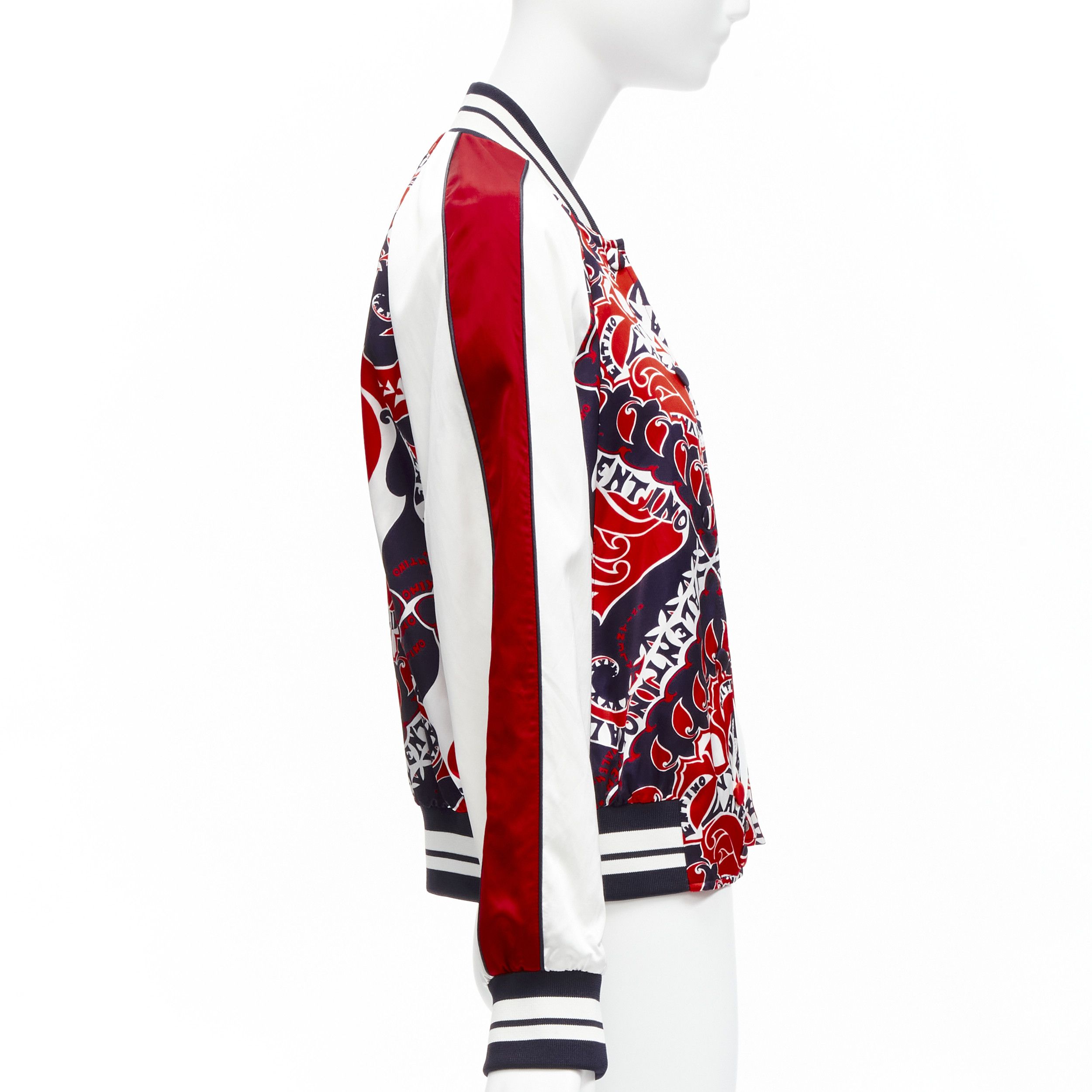 Valentino VALENTINO 2022 Manifesto Heart Bandana red blue satin bomber jacket IT40 S Size S / US 4 / IT 40 - 5 Thumbnail