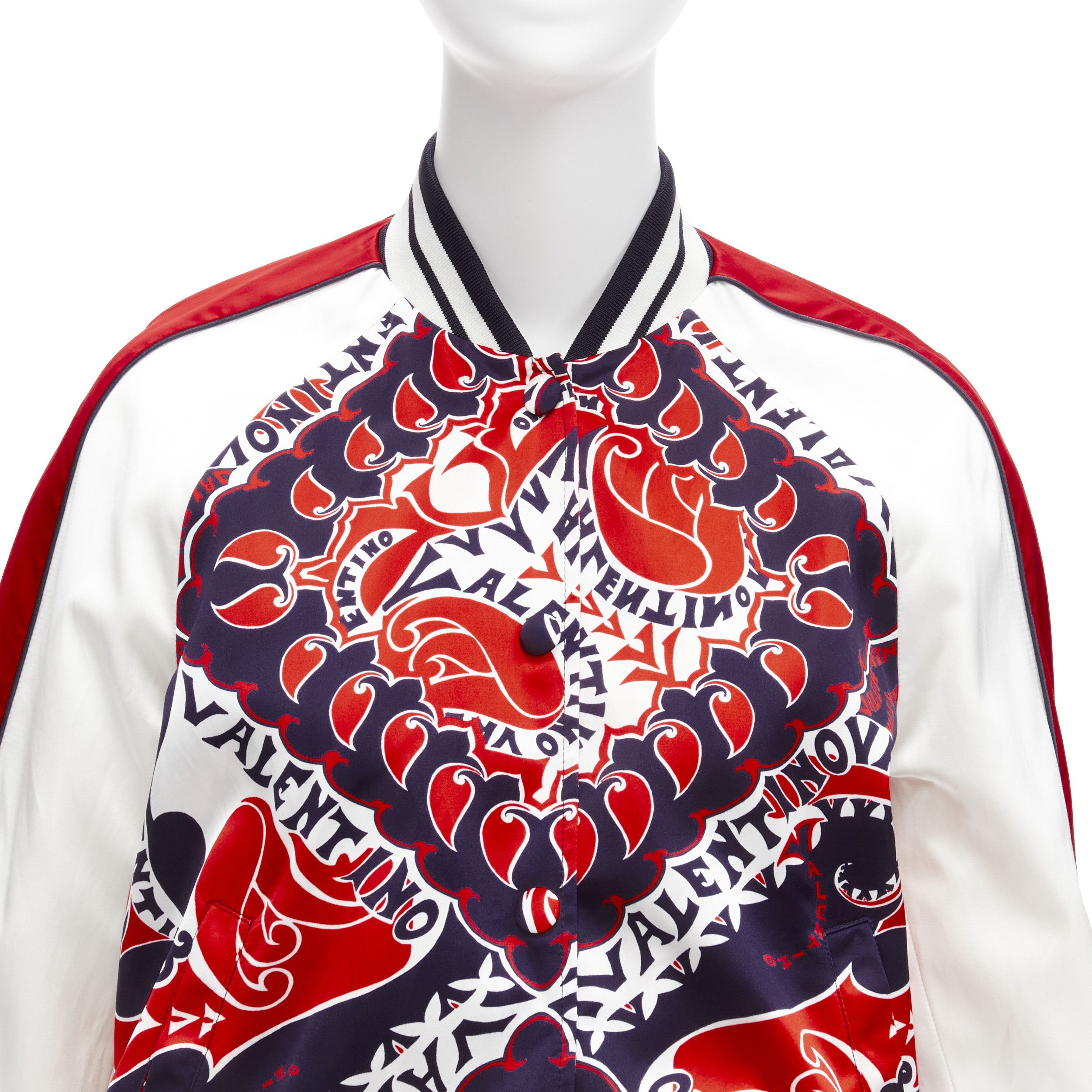 Valentino VALENTINO 2022 Manifesto Heart Bandana red blue satin bomber jacket IT40 S Size S / US 4 / IT 40 - 8 Thumbnail