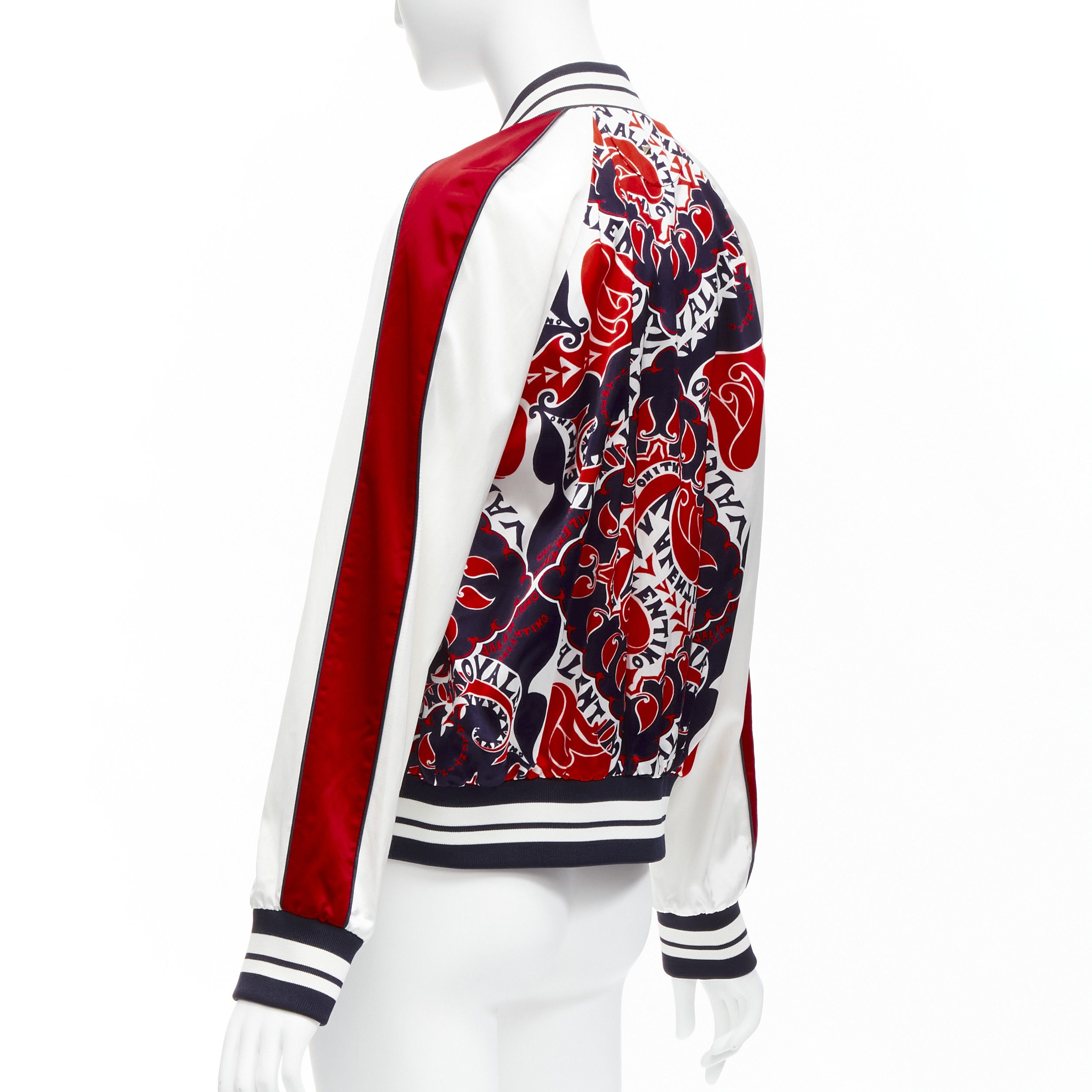 Valentino VALENTINO 2022 Manifesto Heart Bandana red blue satin bomber jacket IT40 S Size S / US 4 / IT 40 - 7 Thumbnail