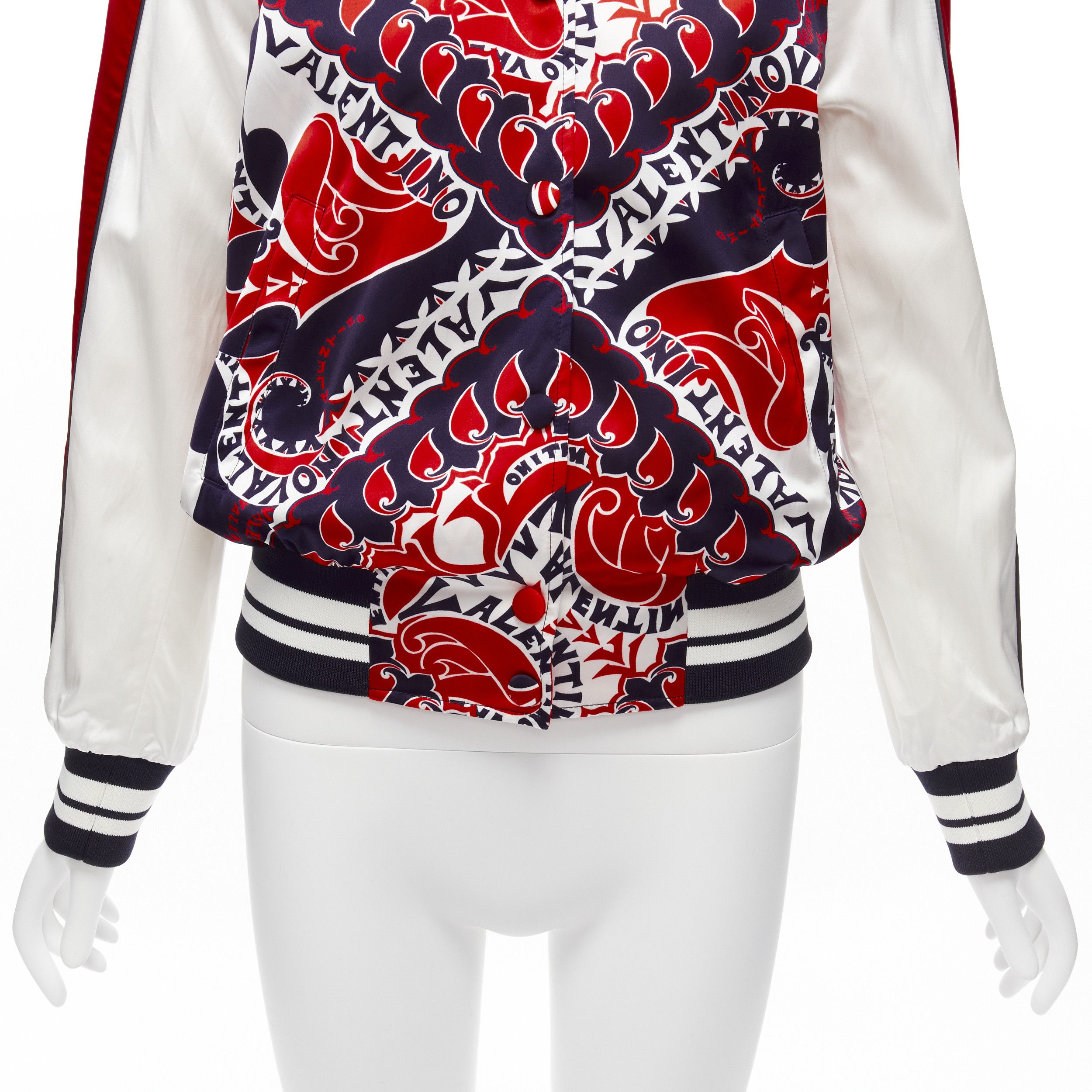 Valentino VALENTINO 2022 Manifesto Heart Bandana red blue satin bomber jacket IT40 S Size S / US 4 / IT 40 - 9 Thumbnail
